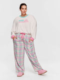 P.A. Plus Pink Check Wide Leg Bamboo Flannelette Pj Pant