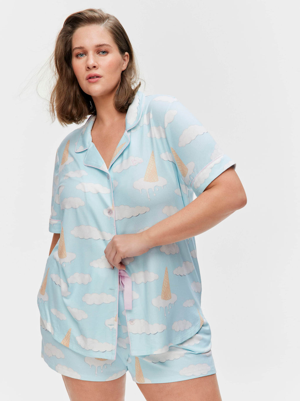 P.A. Plus Ice Cream Cloud Plush Shortie Pj Set