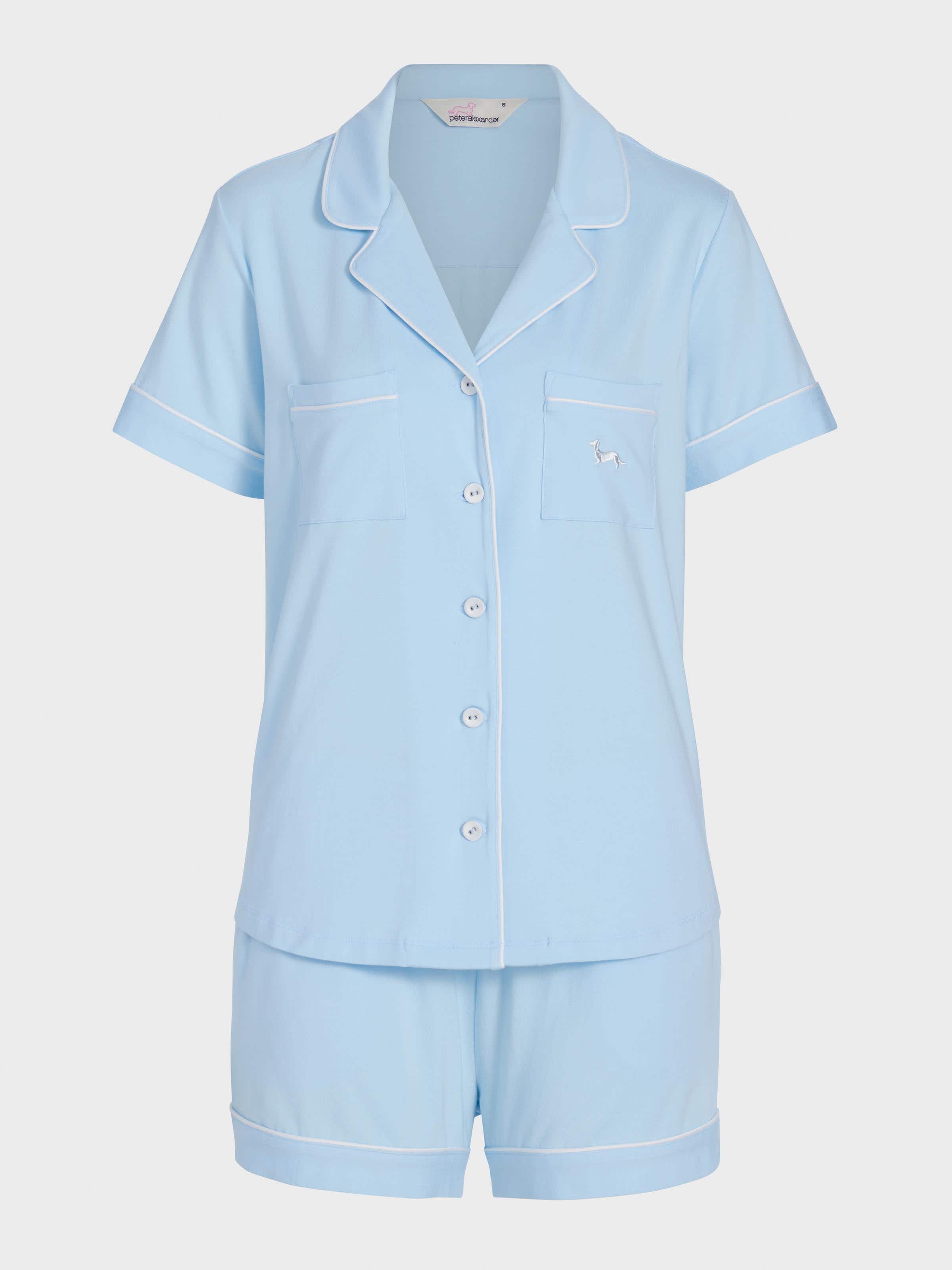 Pale Blue Bamboo Jersey Shortie Pj Set