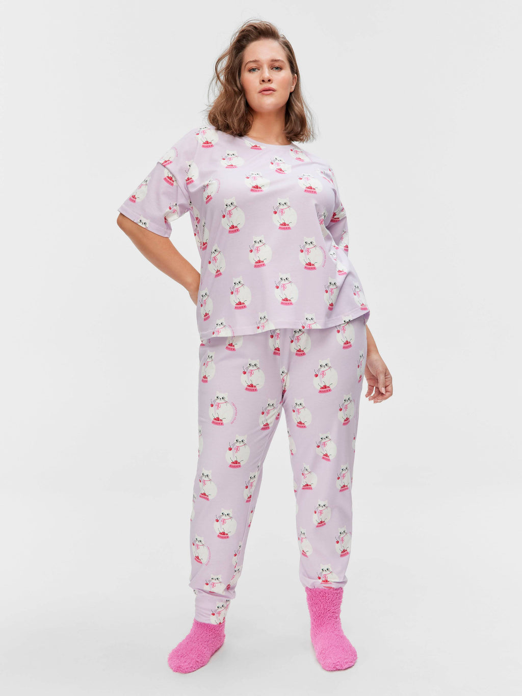 P.A. Plus Cherry Cat Oversized Tee