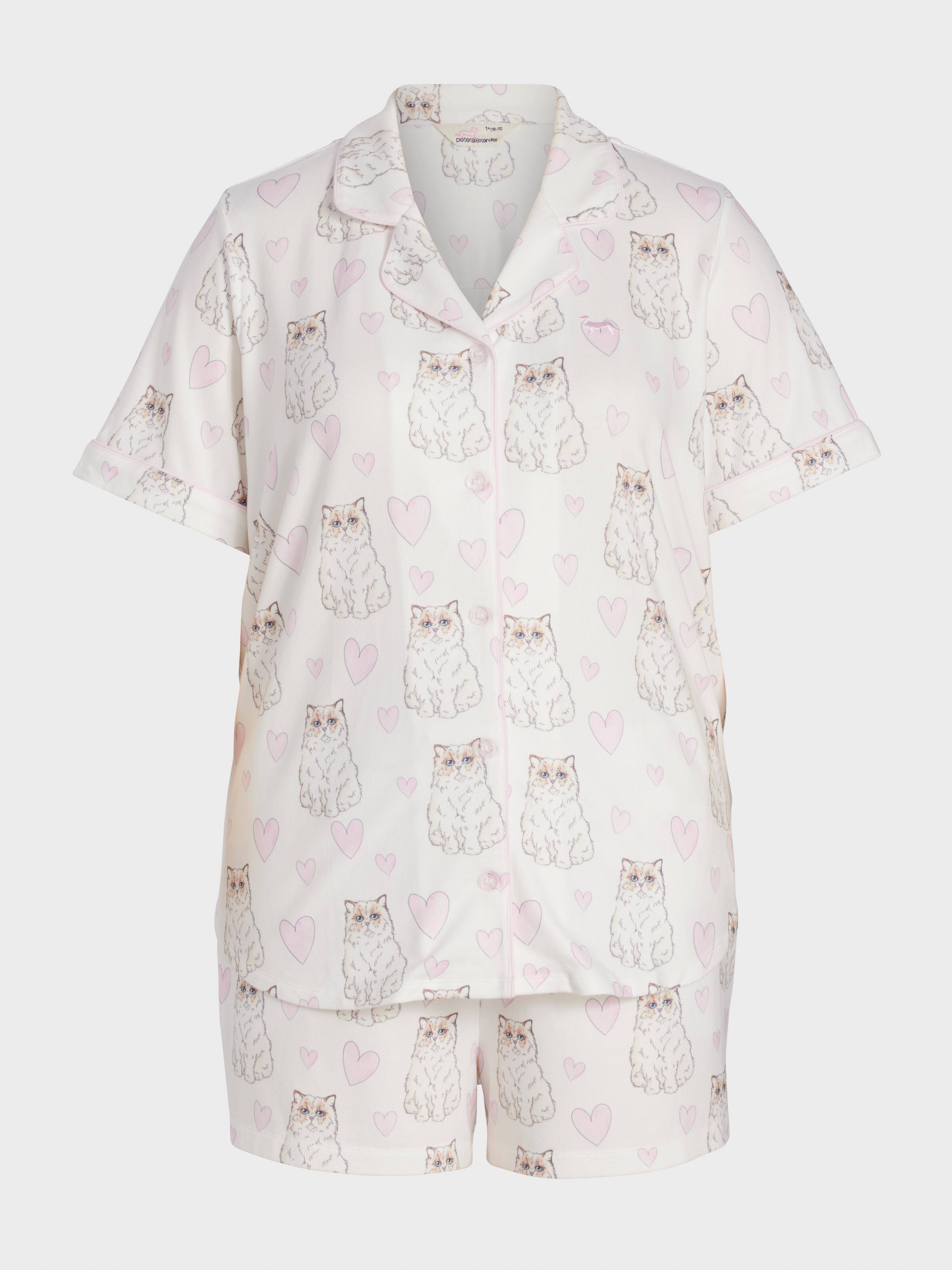 P.A. Plus Fluffy Cat Plush Shortie Pj Set