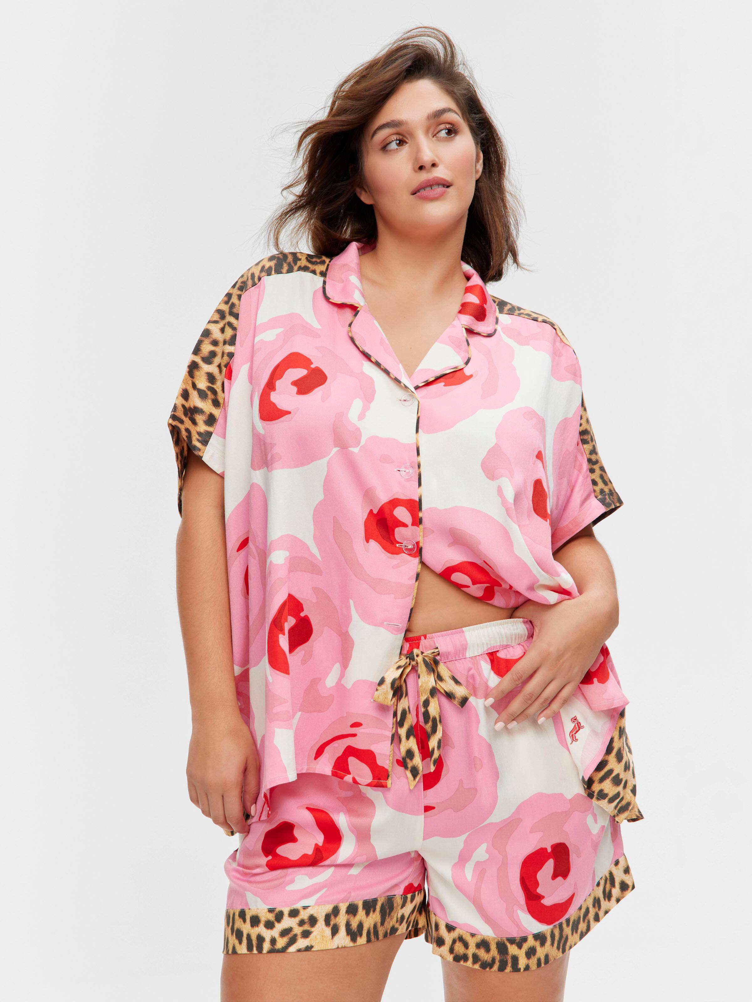 P.A. Plus Floral Leopard Fashion Shortie Pj Set