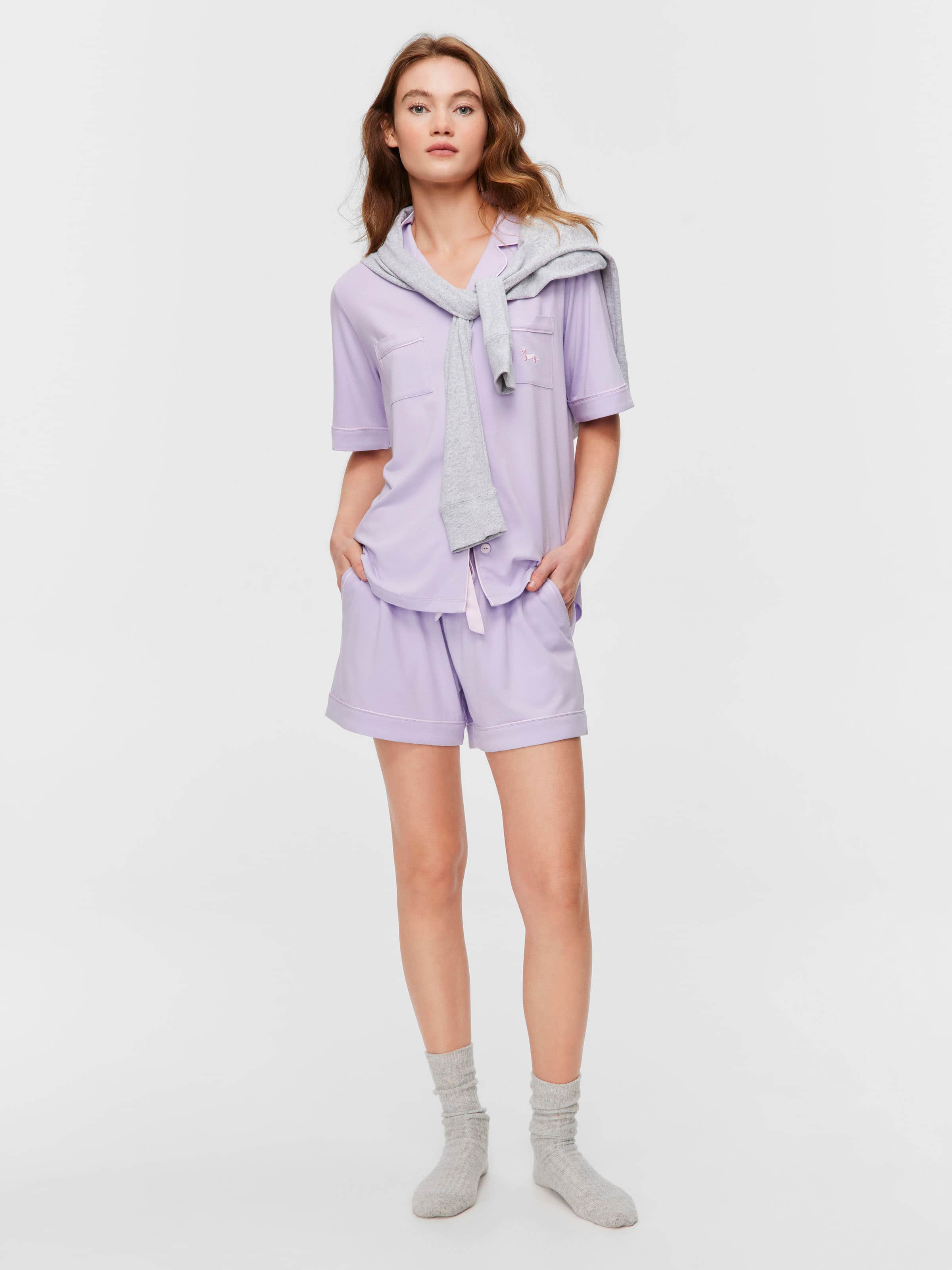 Lilac Bamboo Jersey Shortie Pj Set