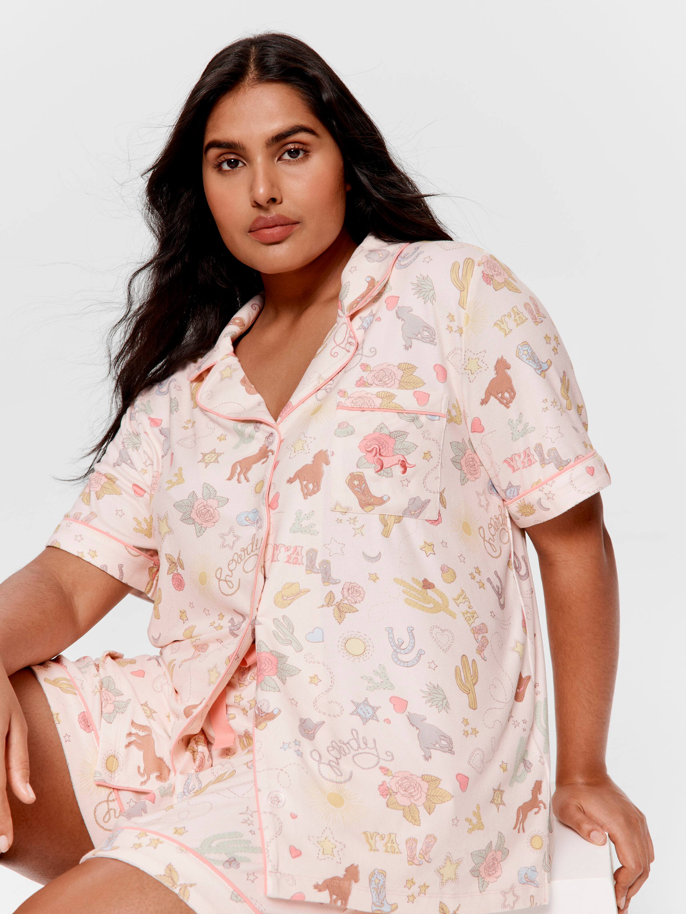 P.A. Plus Howdy Plush Shortie Pj Set