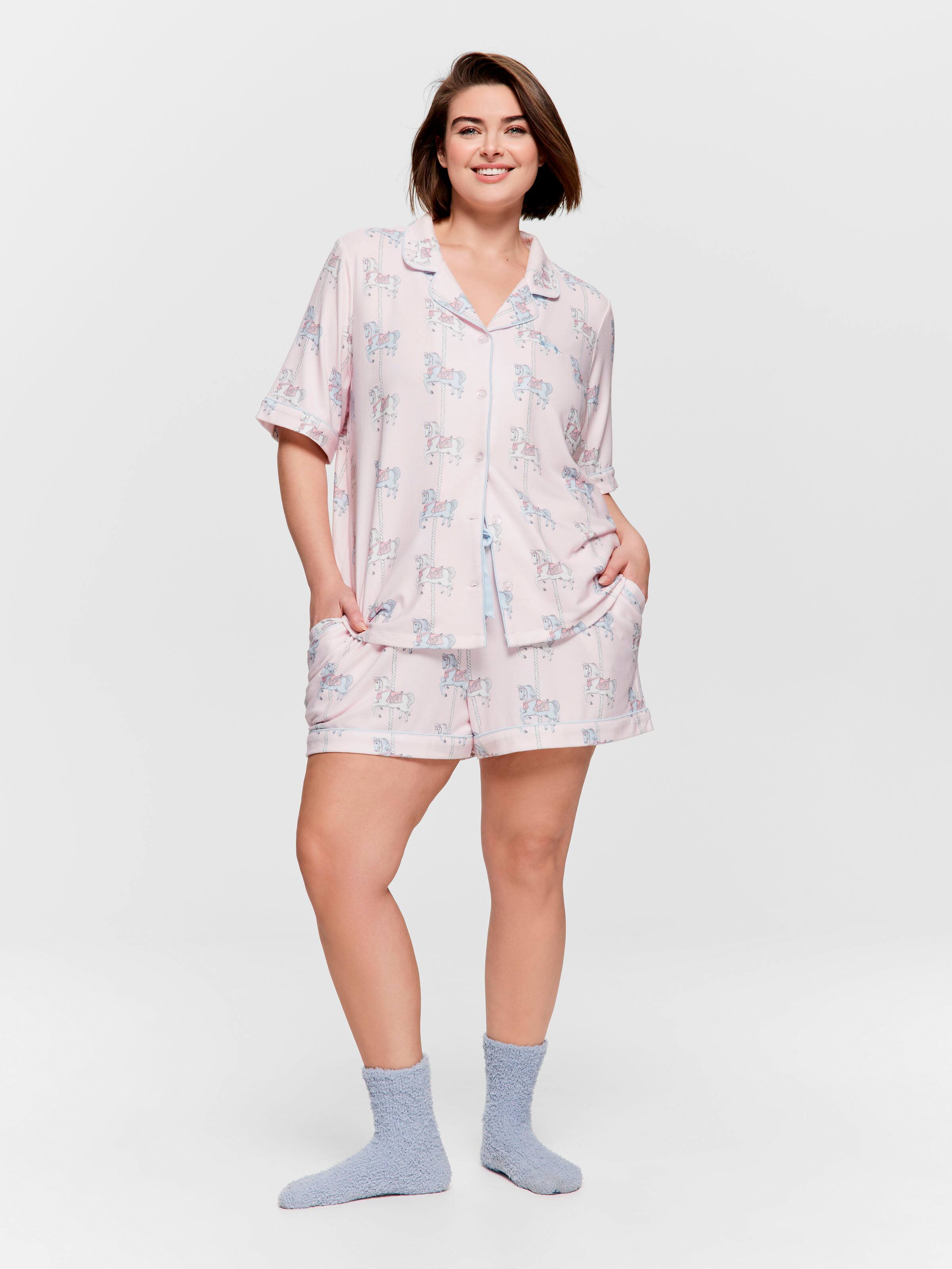 P.A. Plus Carousel Plush Shortie Pj Set