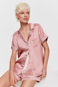 Pink 100% Mulberry Silk Shortie Pj Set