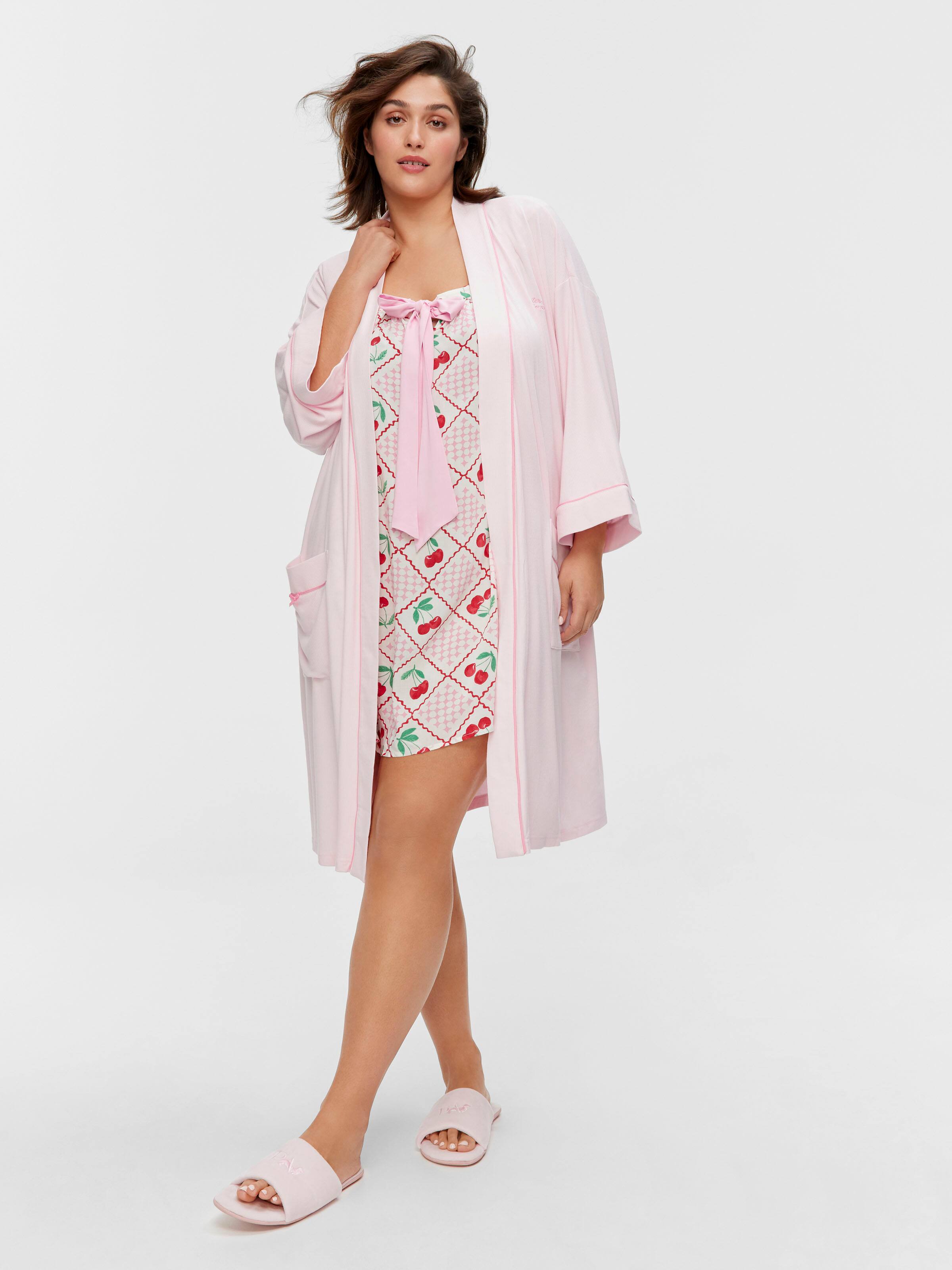 P.A. Plus Pink Bow Rib Knit Gown