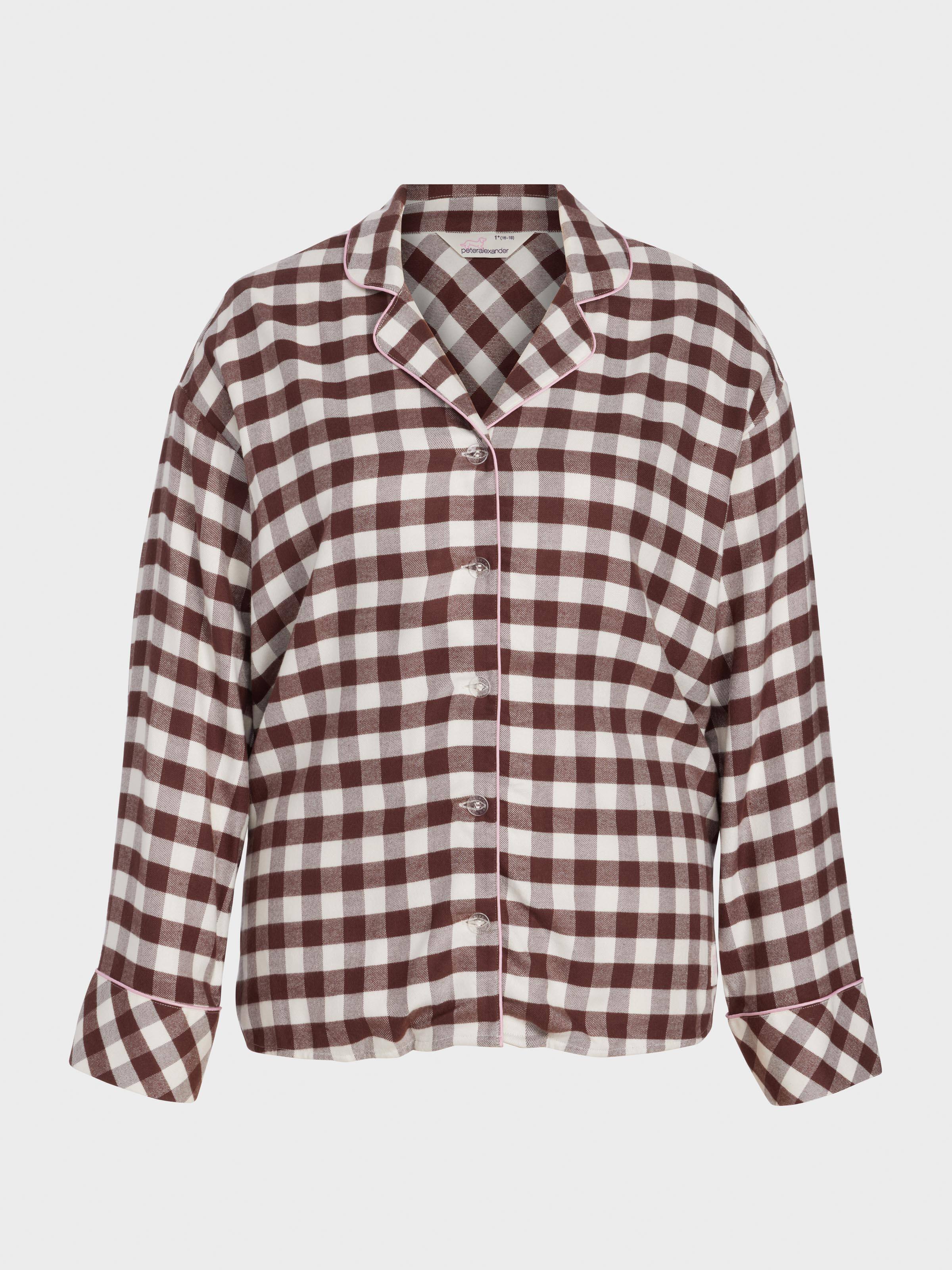 P.A. Plus Chocolate Gingham Viscose Flannelette Long Sleeve Shirt