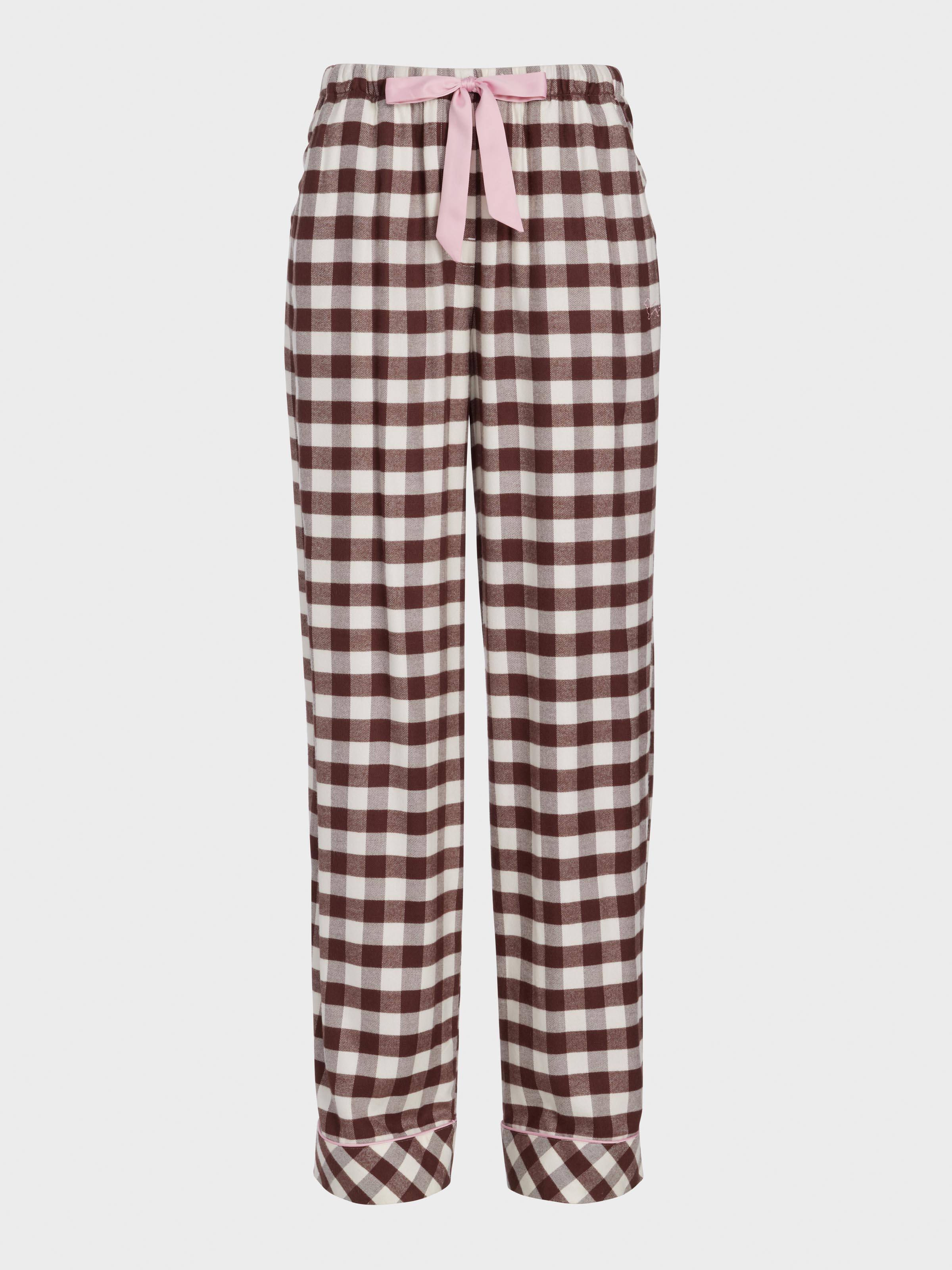 Chocolate Gingham Viscose Flannelette Classic Pj Pant