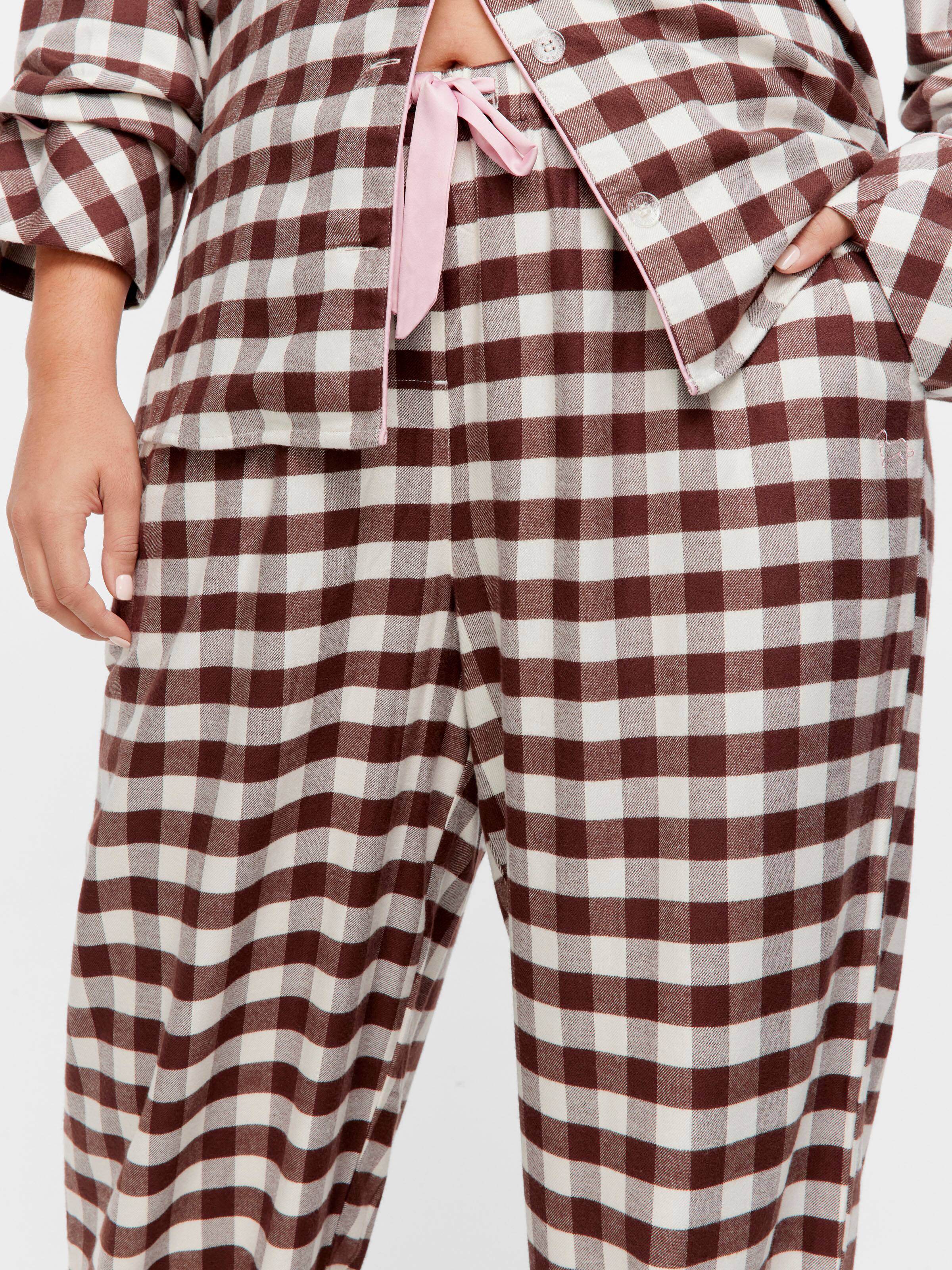 P.A. Plus Chocolate Gingham Viscose Flannelette Classic Pj Pant