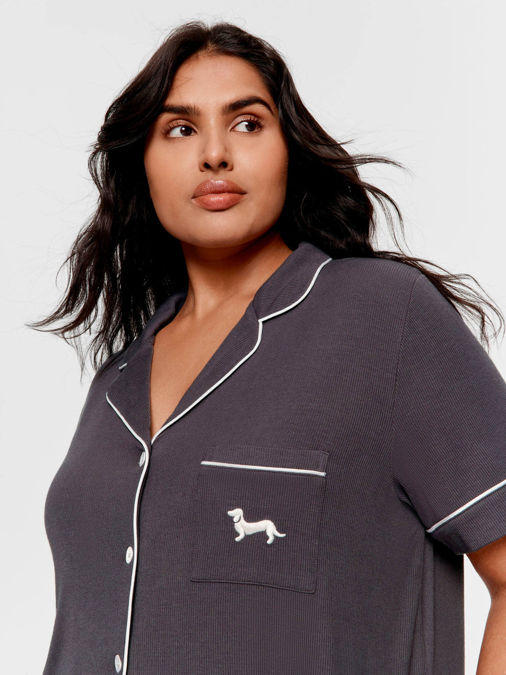P.A. Plus Charcoal Bamboo Rib Shortie Pj Set