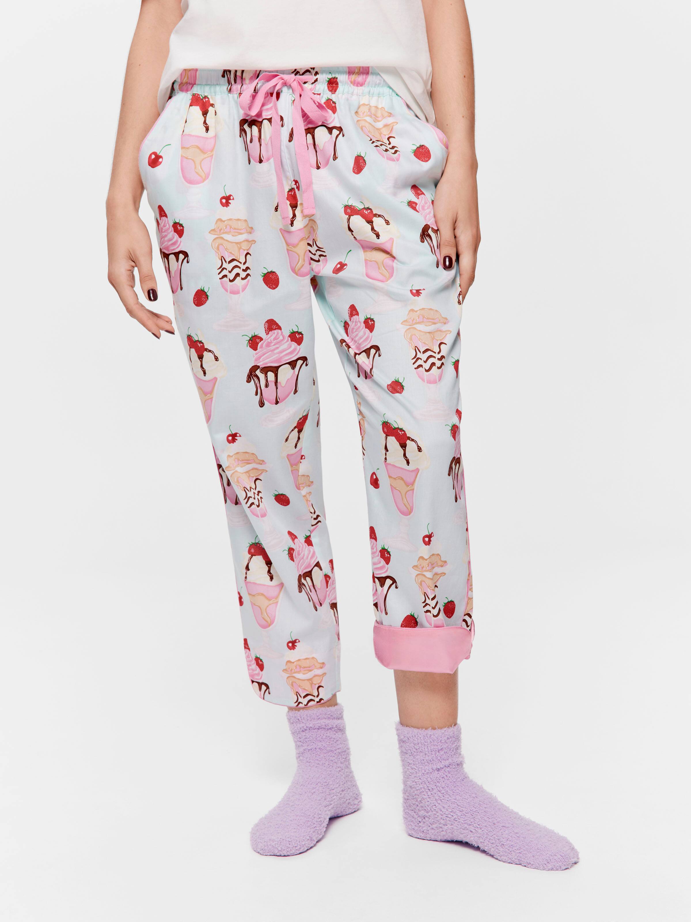 Ice Cream Sundae 100% Cotton 3/4 Roll Up Pj Pant