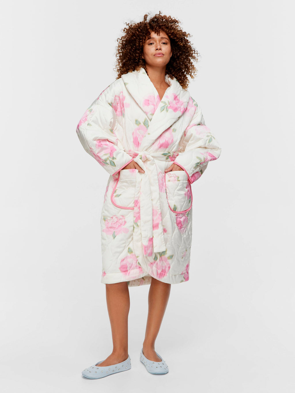 Floral Satin Quilted Gown