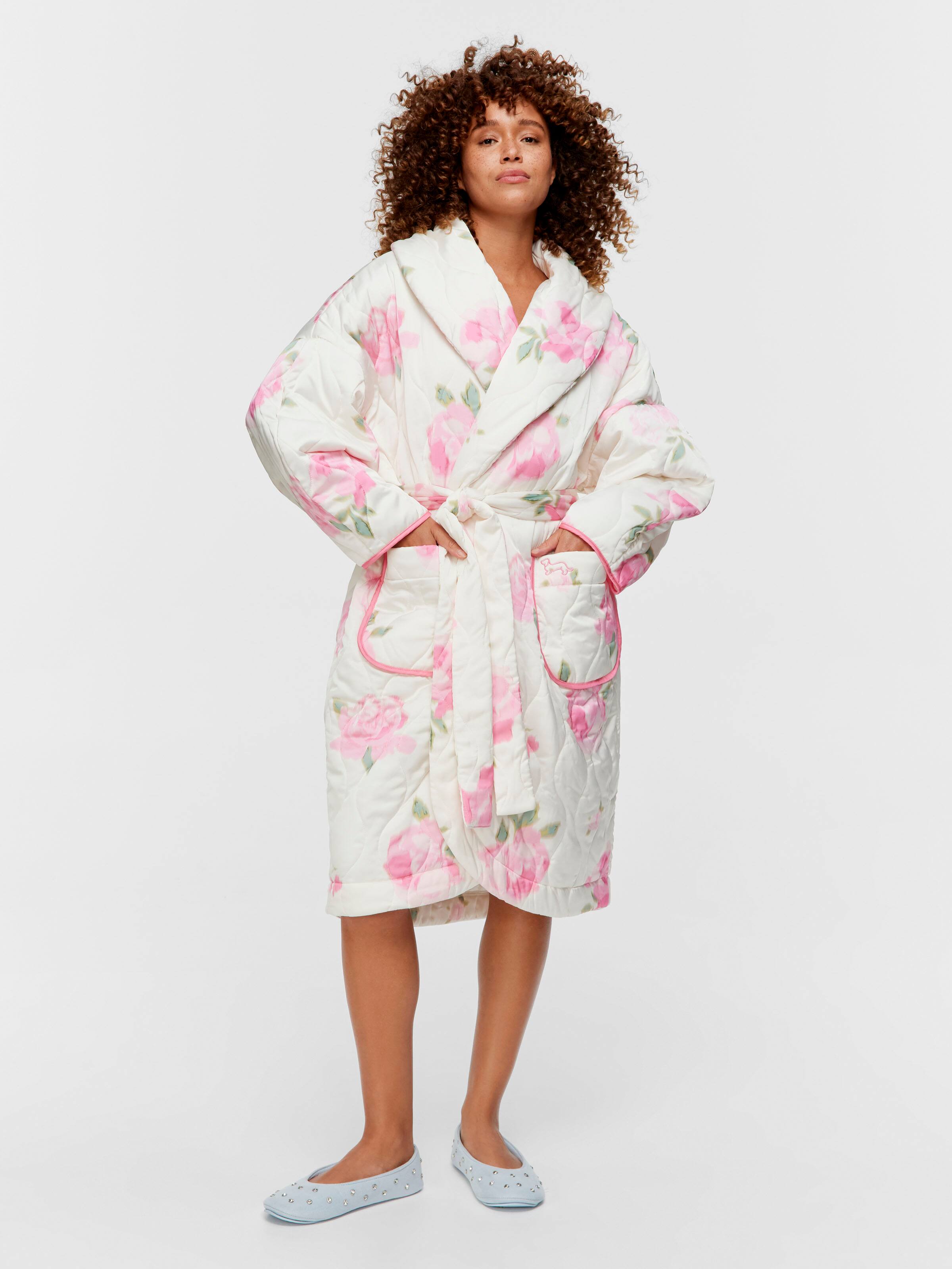 Floral Satin Quilted Gown