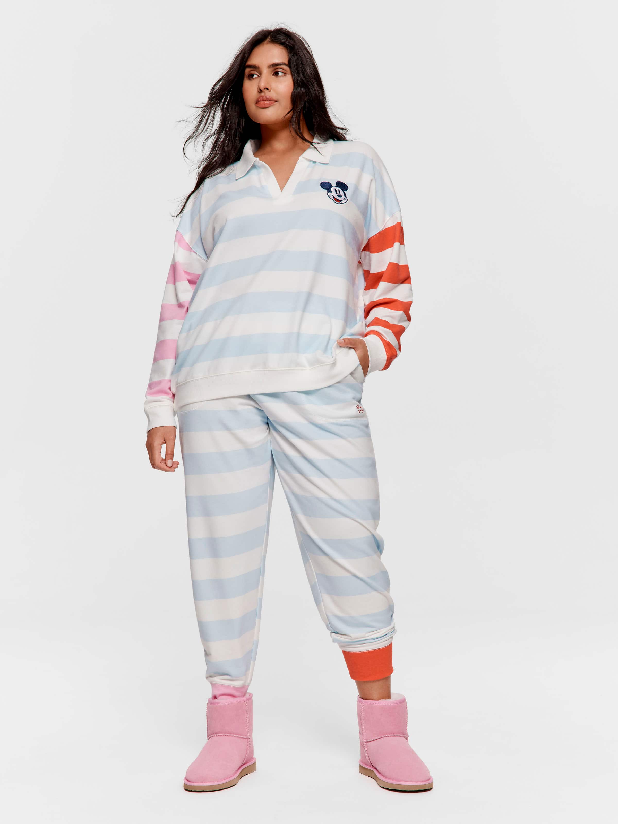 P.A. Plus Pastel Stripe  Collared Sweater