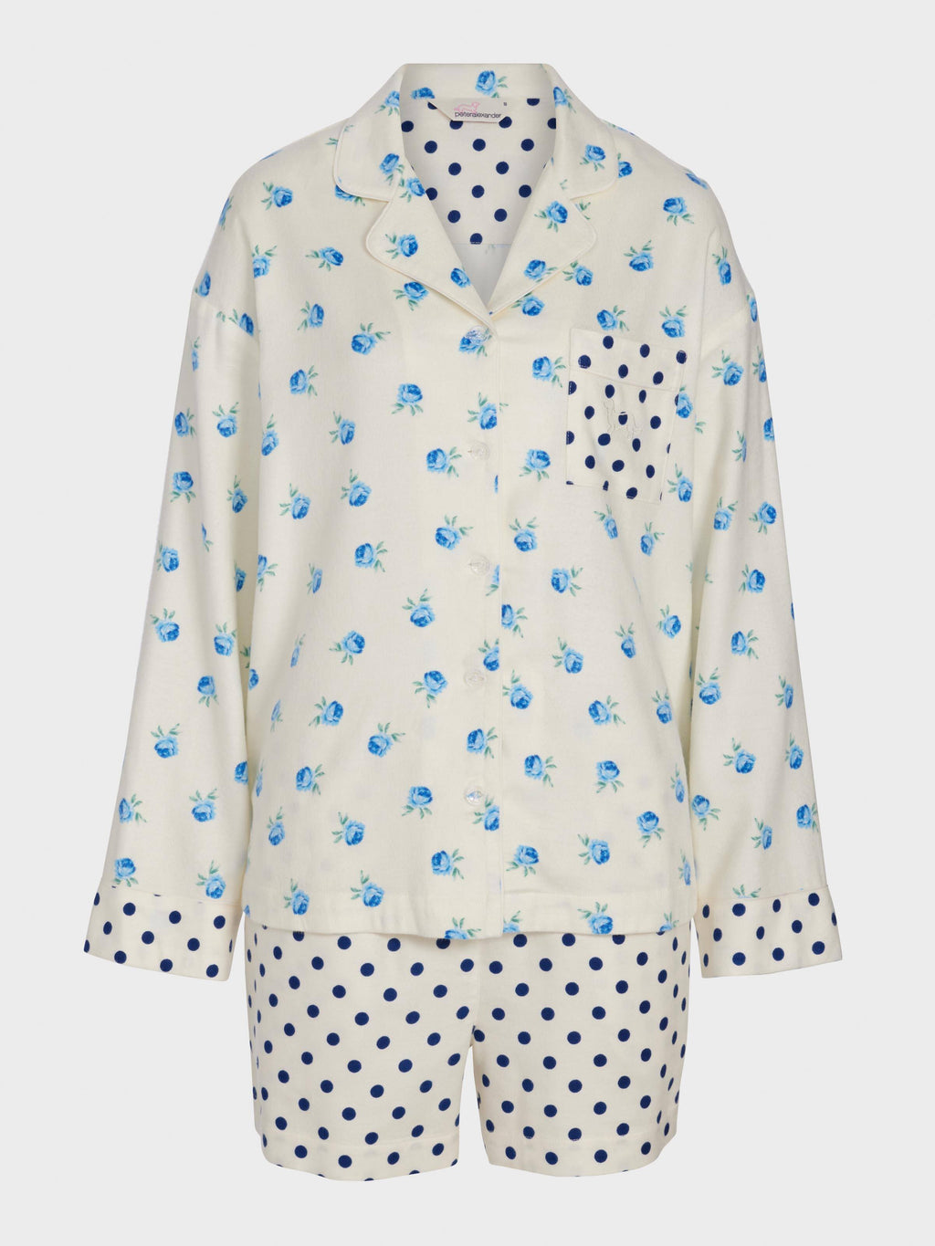 Floral Spot Bamboo Flannelette Shirt & Short Pj Set