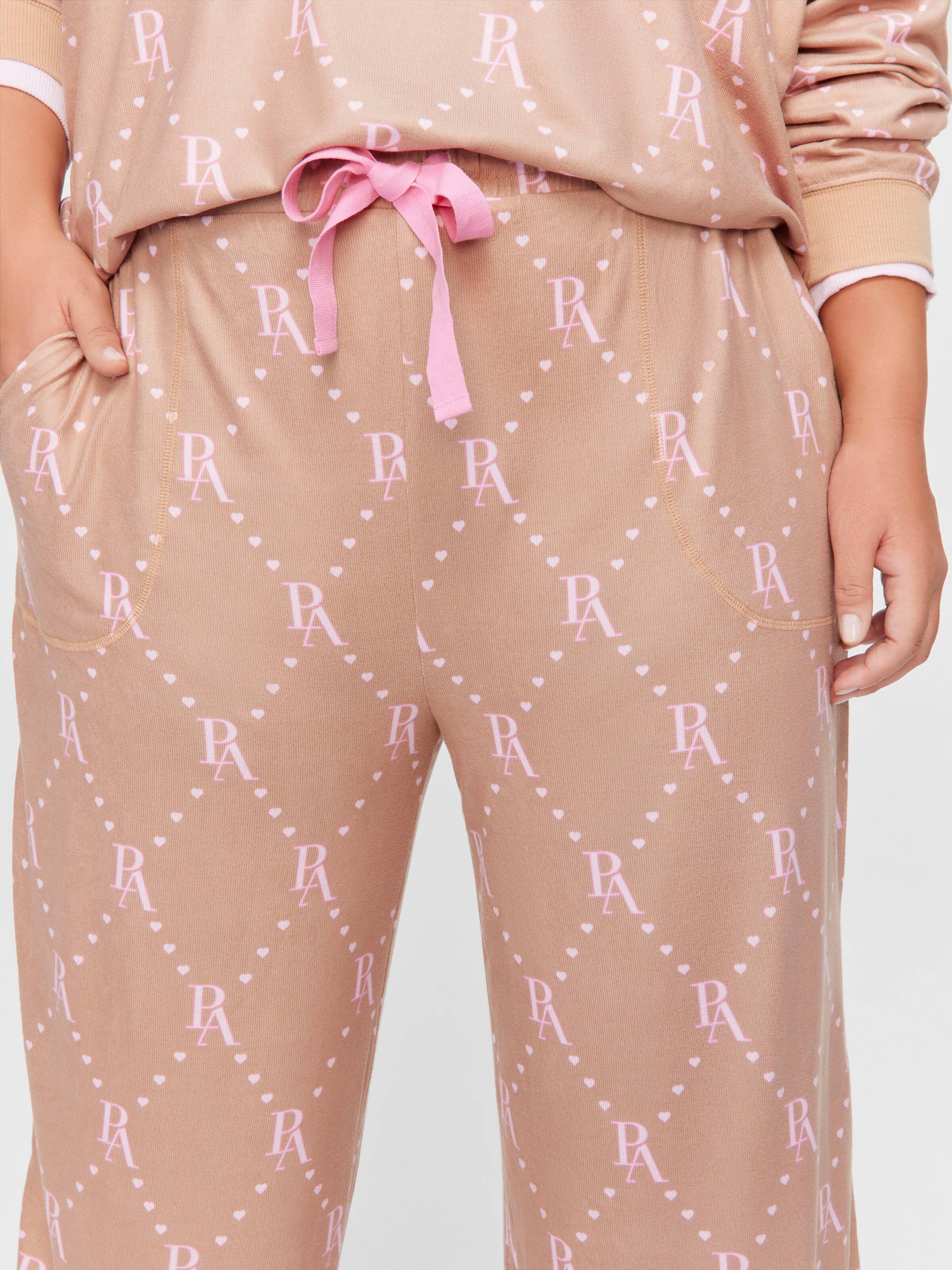 P.A. Plus Caramel Logo Plush Wide Leg Pj Pant