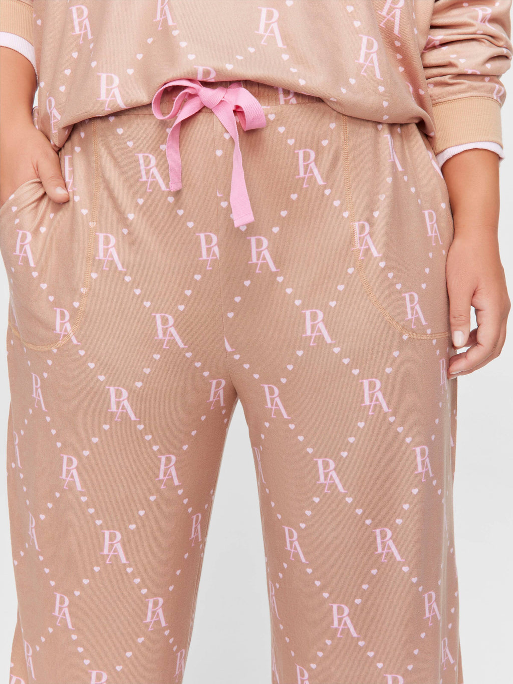 P.A. Plus Caramel Logo Plush Wide Leg Pj Pant