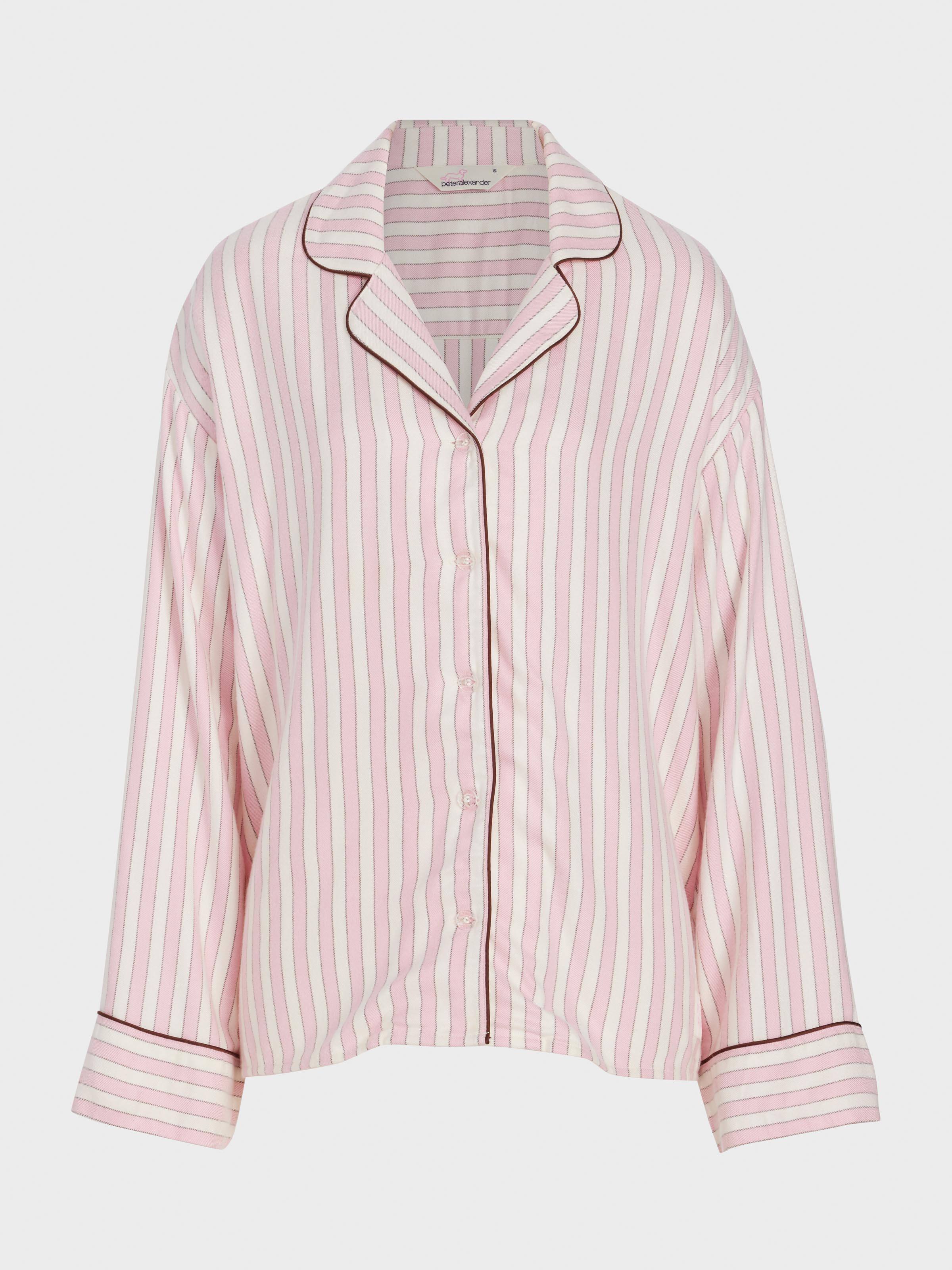 Pink Stripe Viscose Flannelette Long Sleeve Shirt