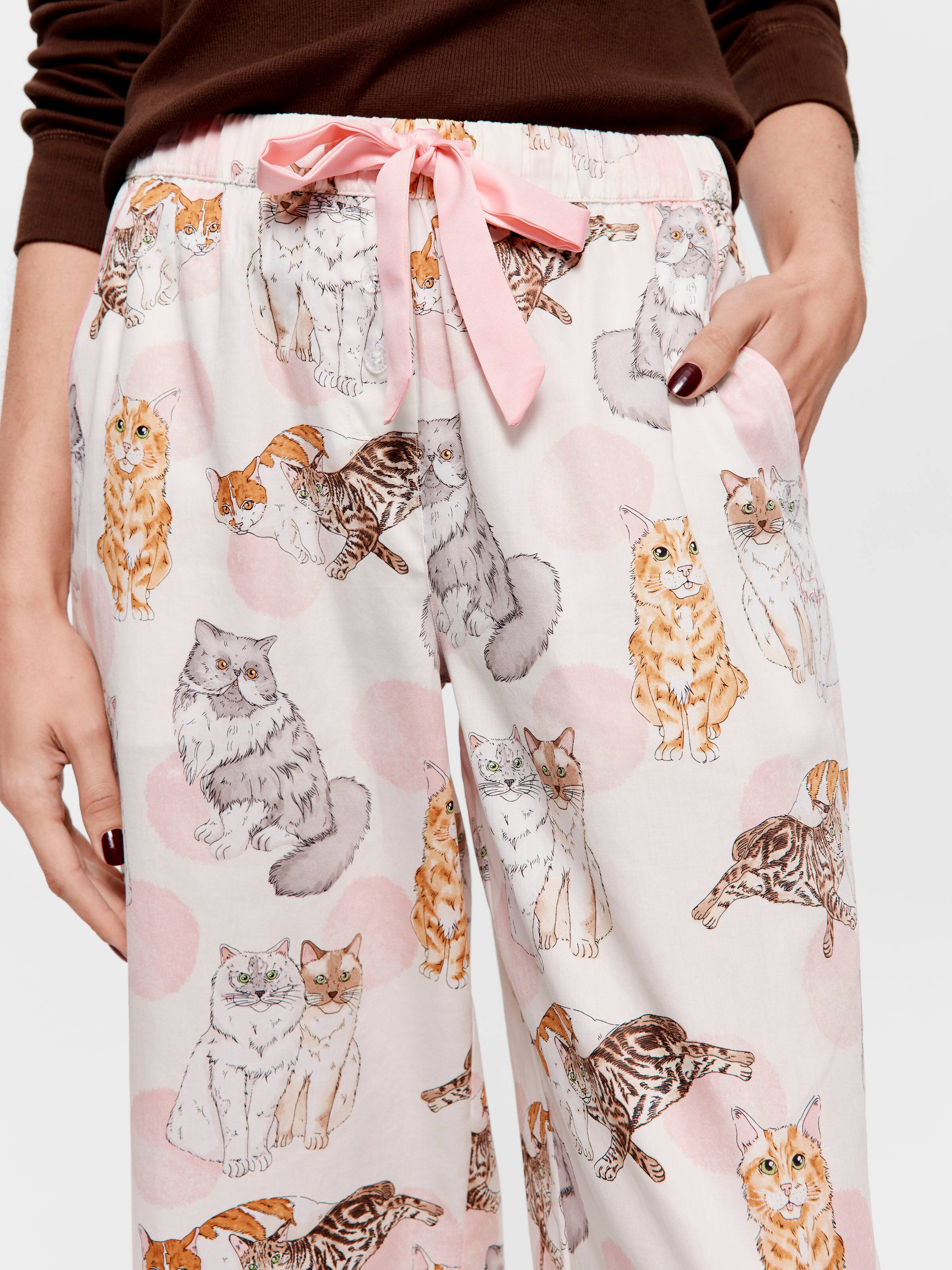 Cats 100% Cotton Cropped Fashion Pj Pant