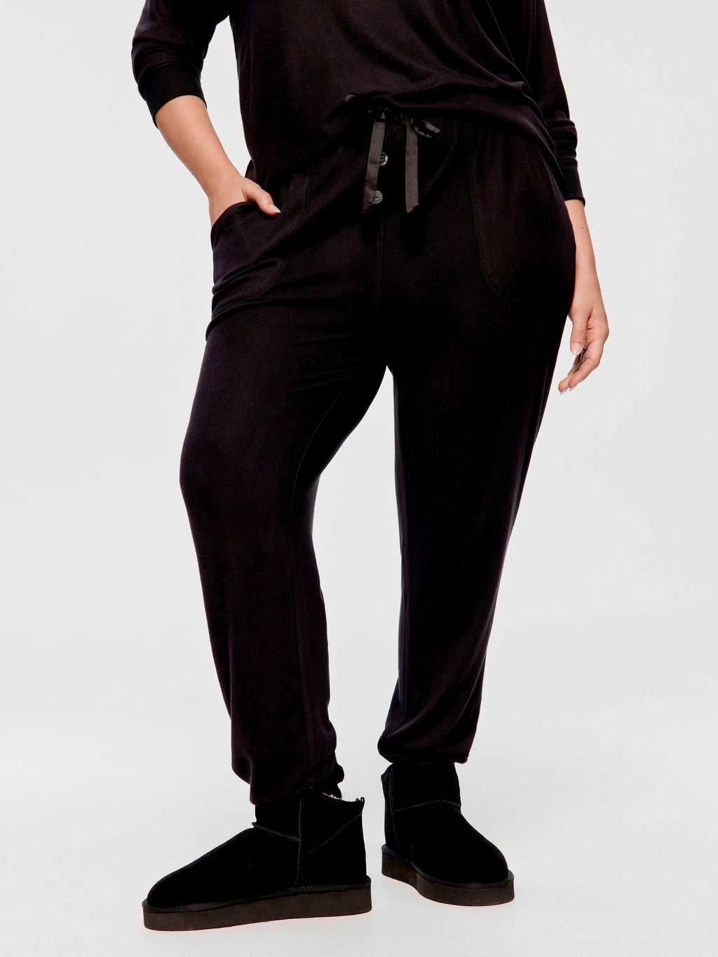 P.A. Plus Black Plush Easy Pj Pant
