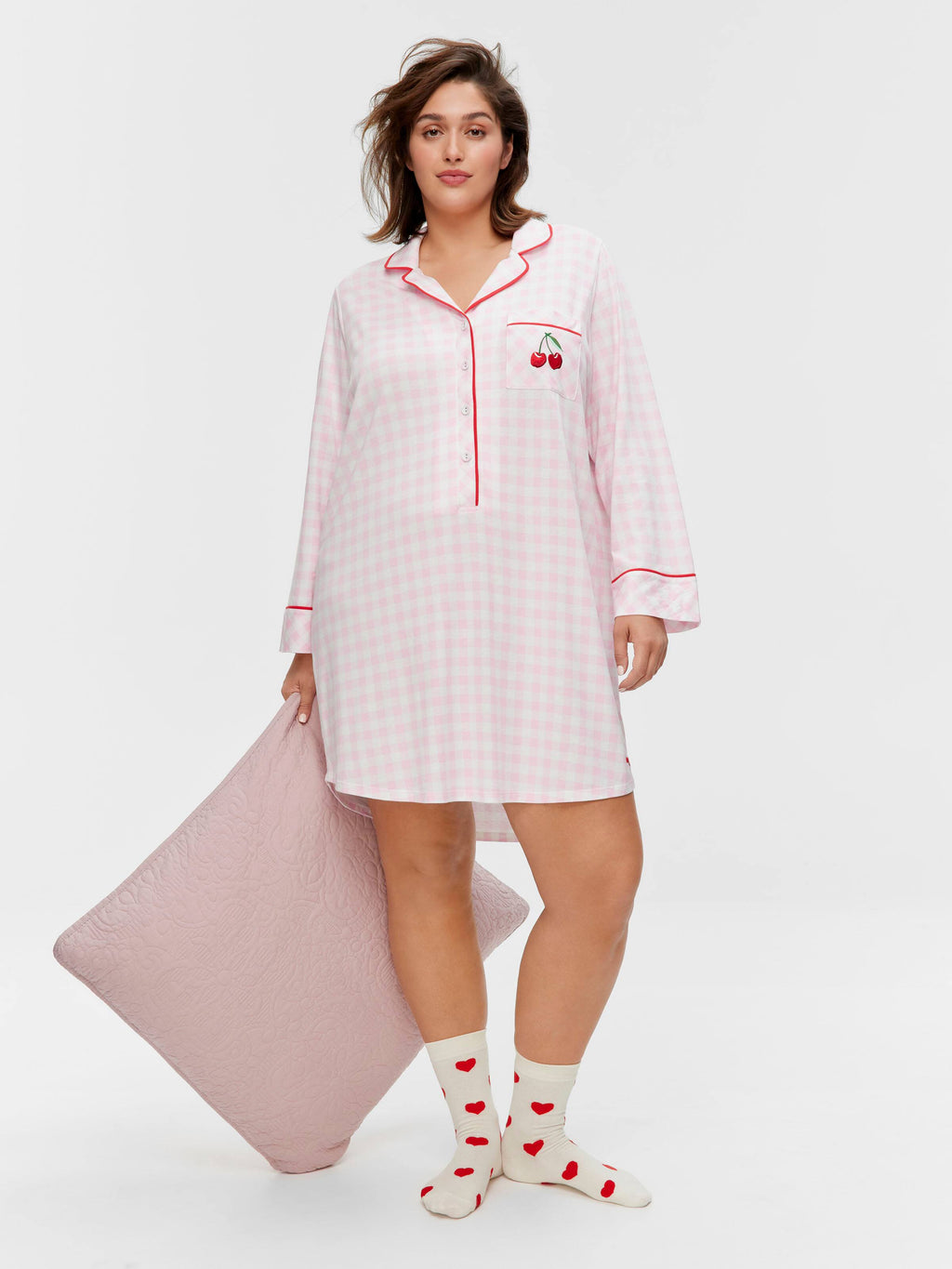 P.A. Plus Cherry On Top Long Sleeve Nightshirt