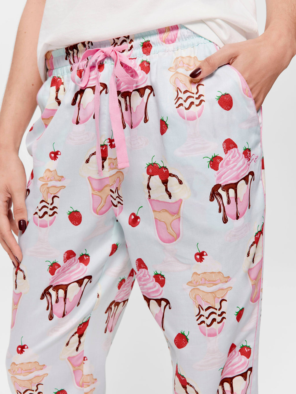 Ice Cream Sundae 100% Cotton 3/4 Roll Up Pj Pant