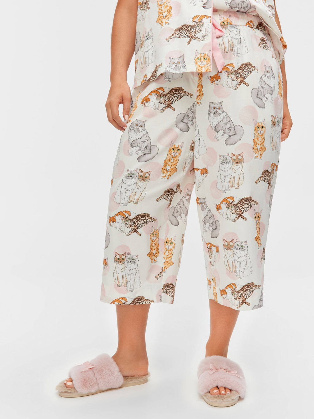 P.A. Plus Cats 100% Cotton Cropped Fashion Pj Pant