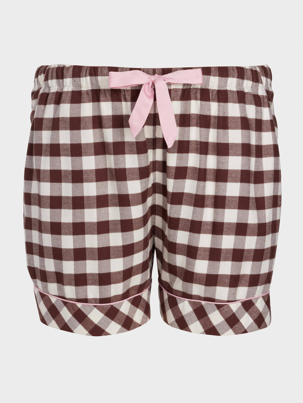 P.A. Plus Chocolate Gingham Viscose Flannelette Mid Short