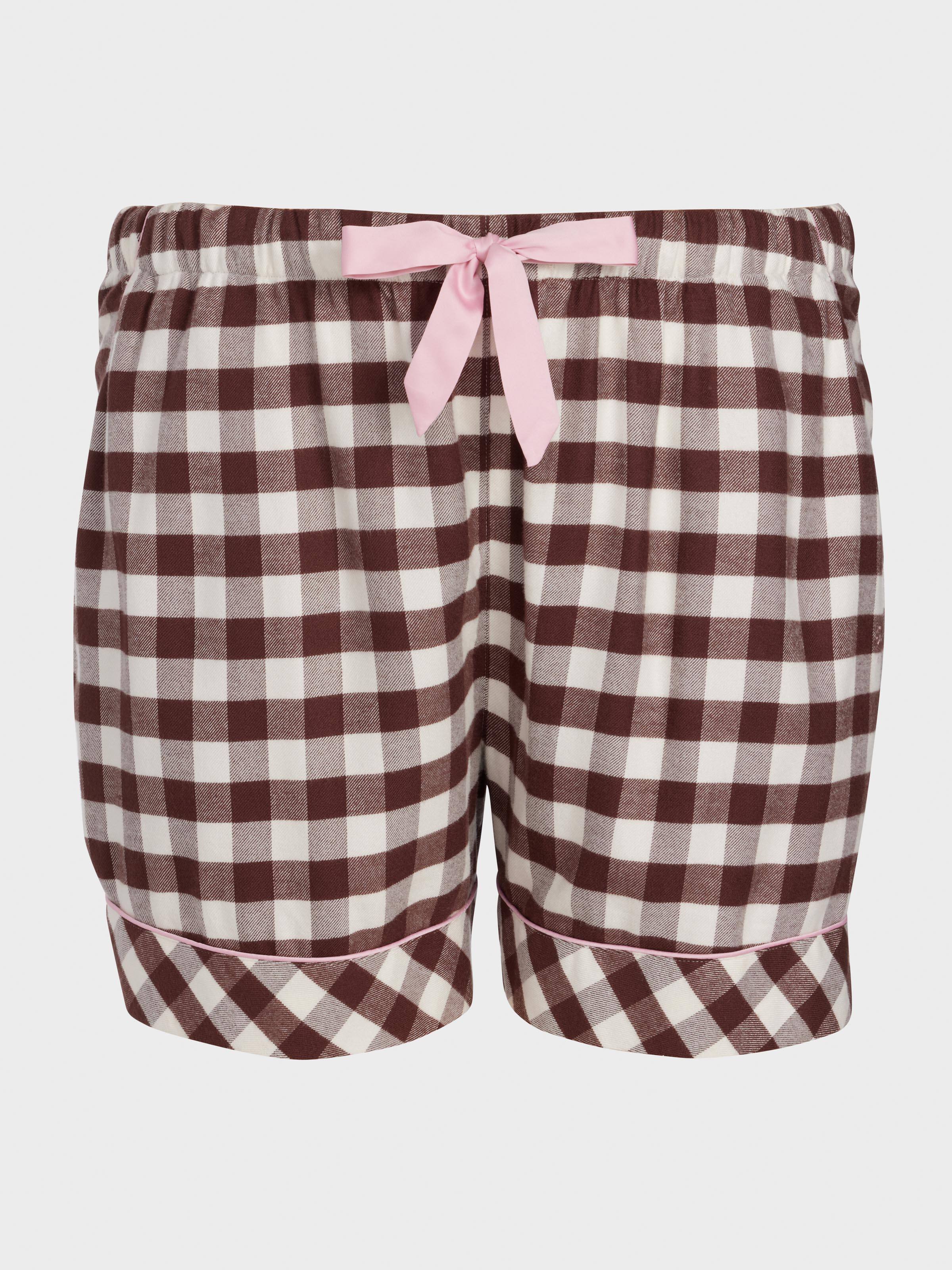 P.A. Plus Chocolate Gingham Viscose Flannelette Mid Short