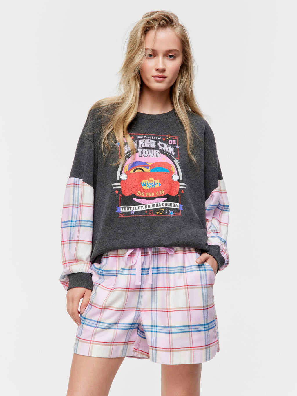 Pink Check Viscose Flannelette Gerri Short