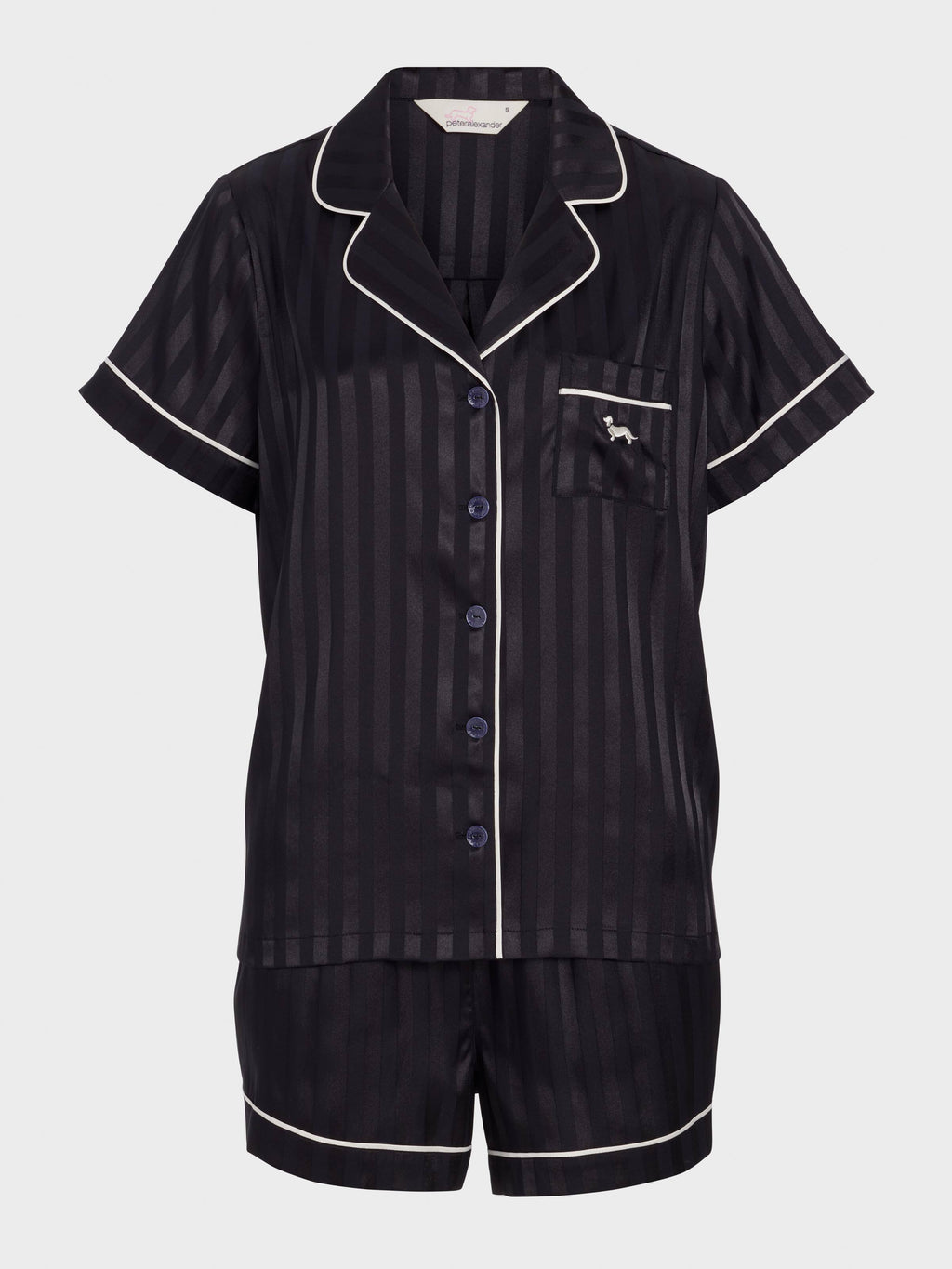 Black Stripe Chic Satin Shortie Pj Set