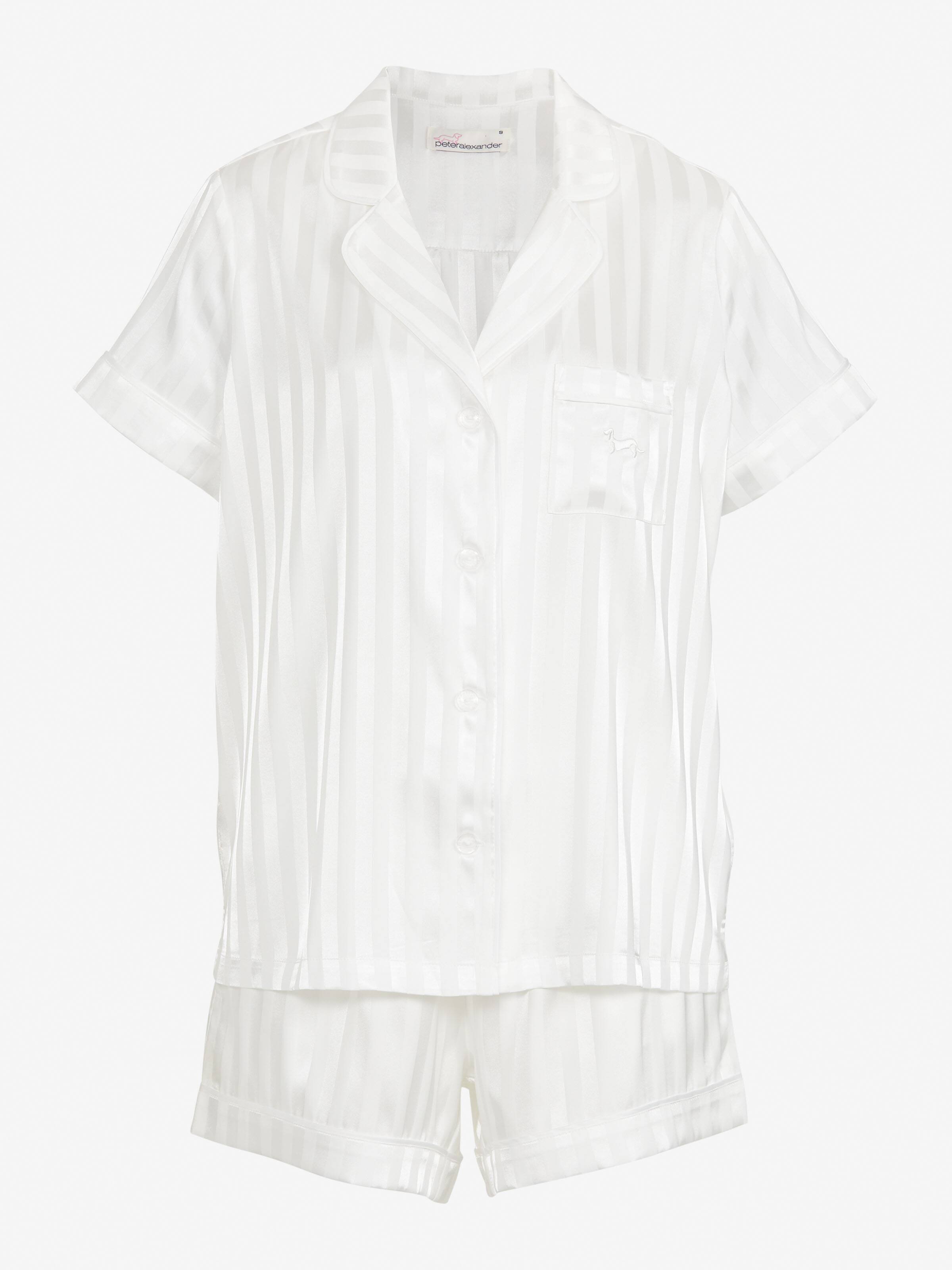 White Stripe Chic Satin Pj Set