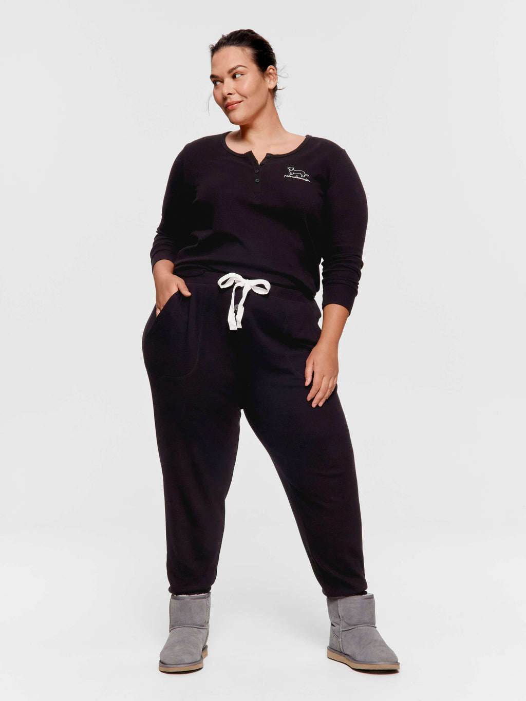 P.A. Plus Black Waffle Easy Pj Pant