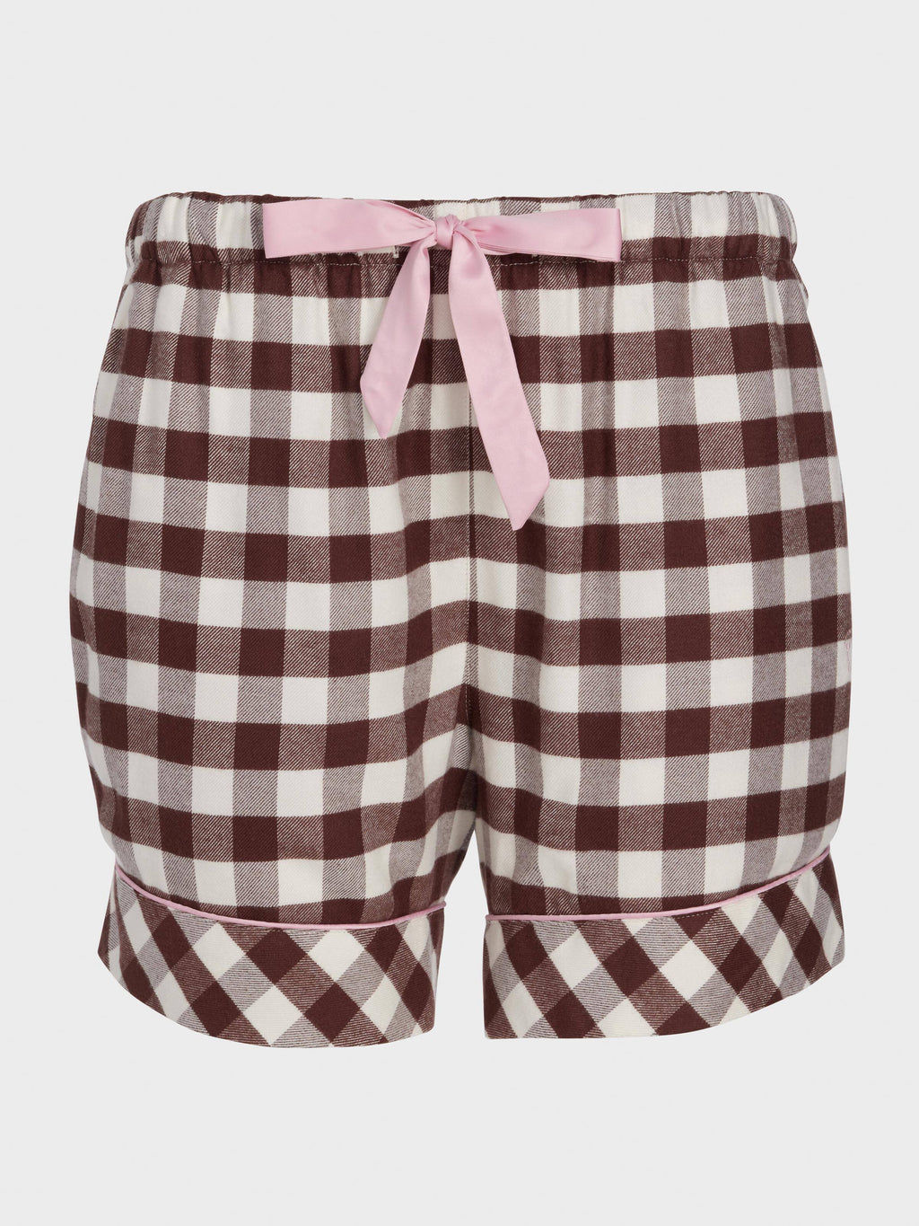 Chocolate Gingham Viscose Flannelette Mid Short