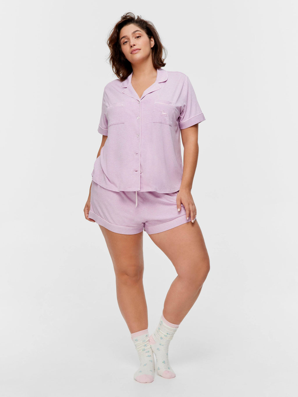 P.A. Plus Lilac Bamboo Jersey Shortie Pj Set