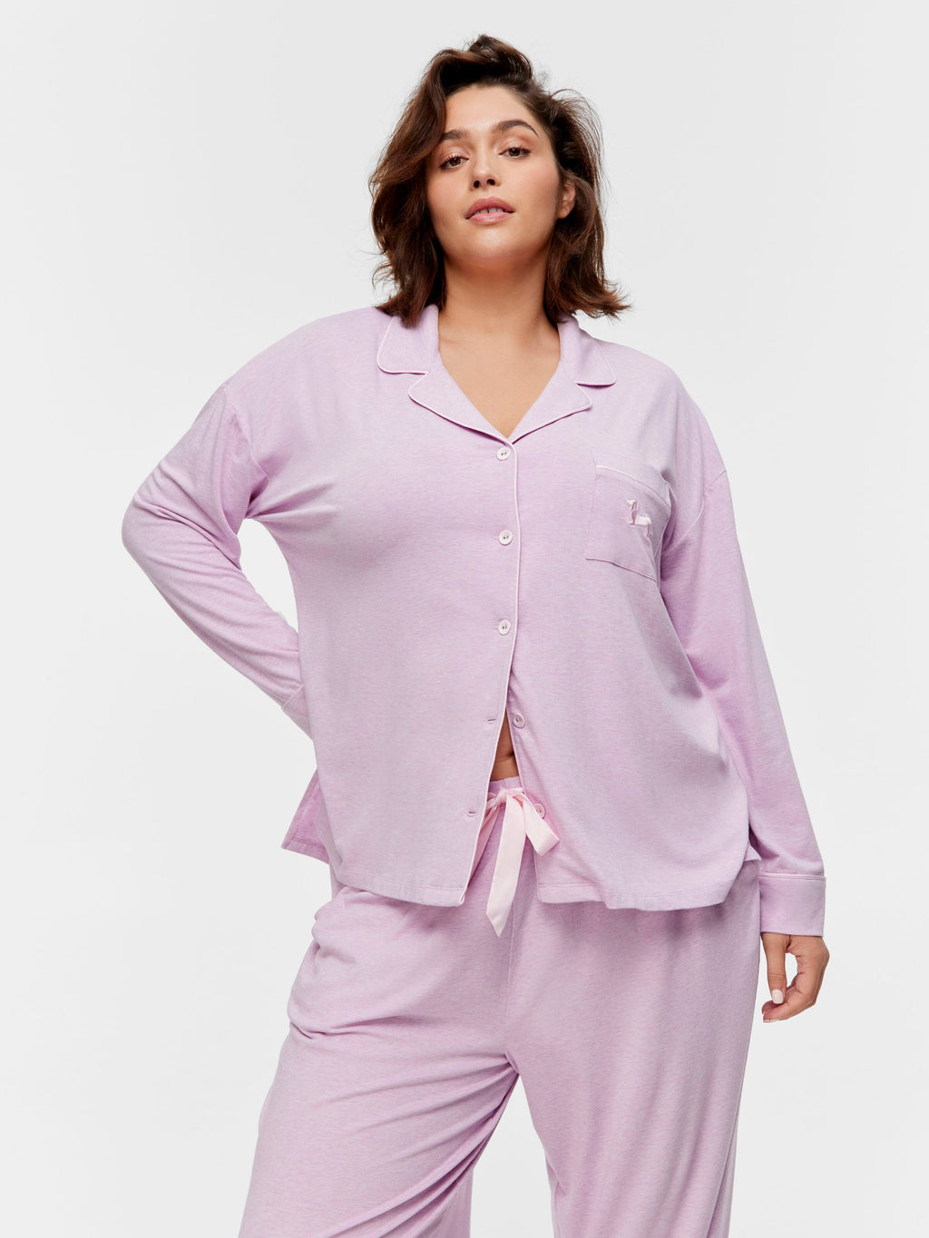 P.A. Plus Lilac Bamboo Jersey Long Sleeve Pj Set