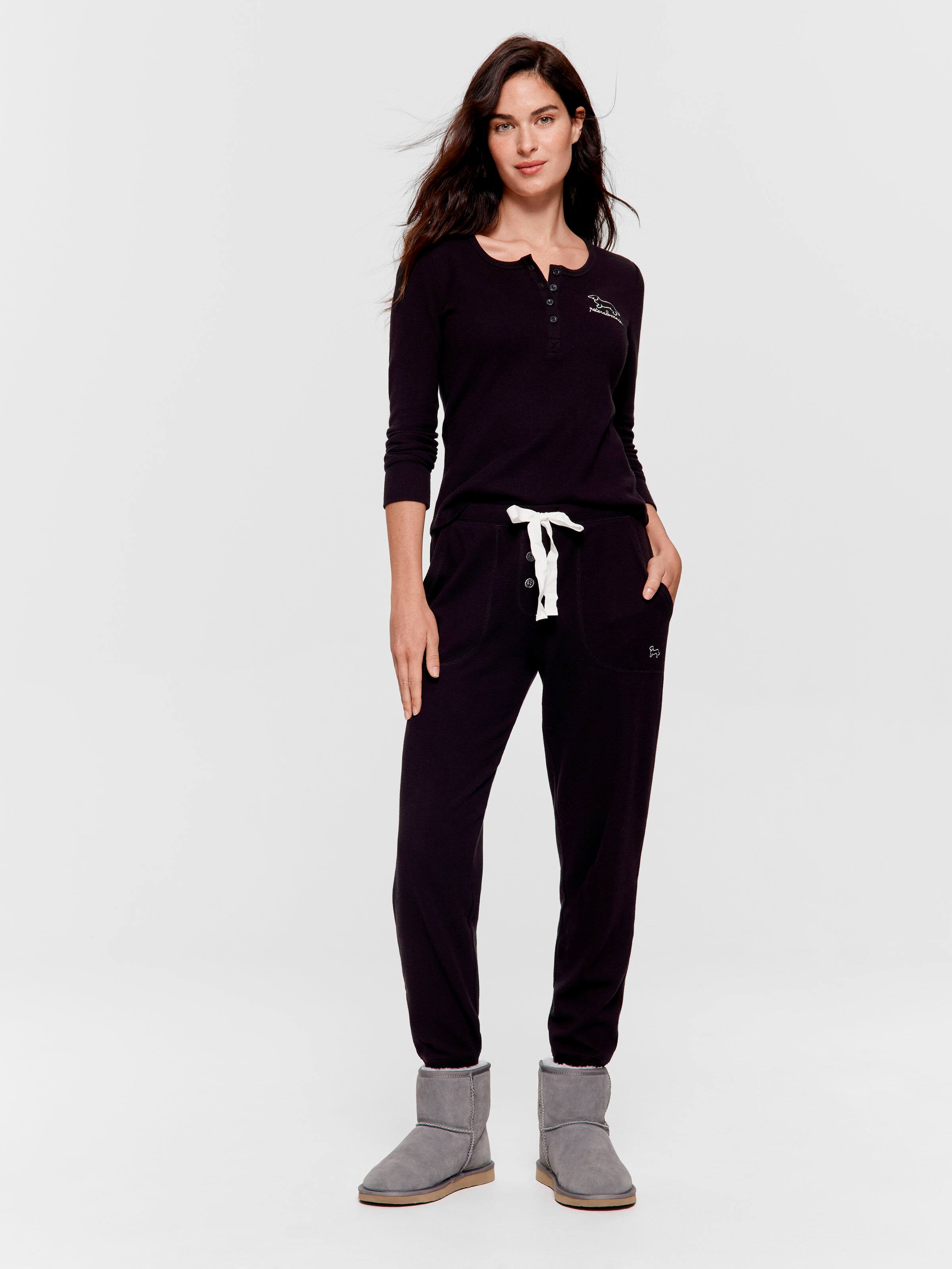Black Waffle Easy Pj Pant