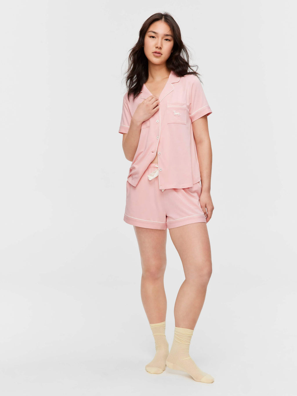 Pale Pink Bamboo Jersey Shortie Pj Set
