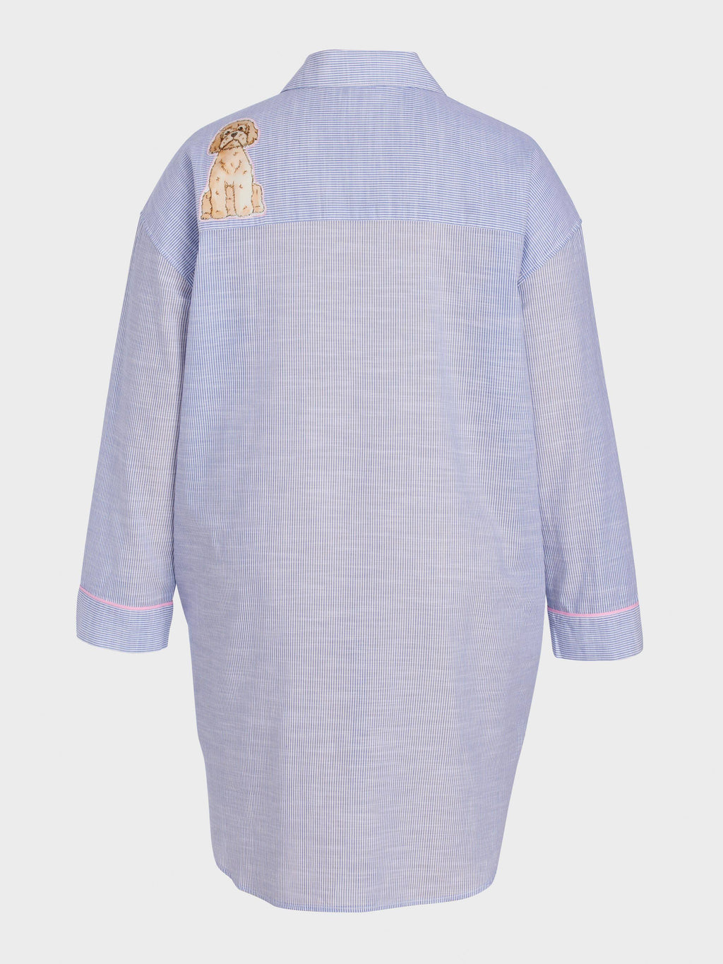 P.A. Plus Doggo Striped 100% Cotton Long Sleeve Nightshirt