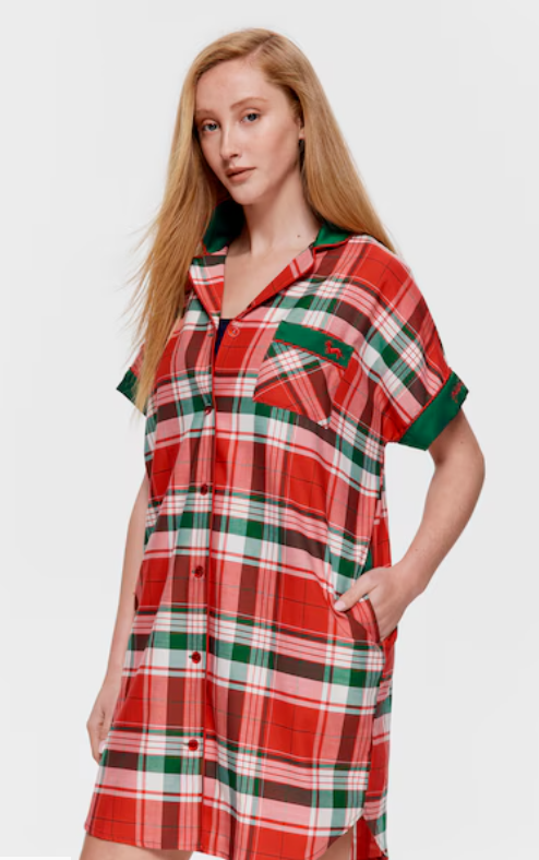 Tartan 100% Cotton Short Sleeve Boyfriend Nightshirt