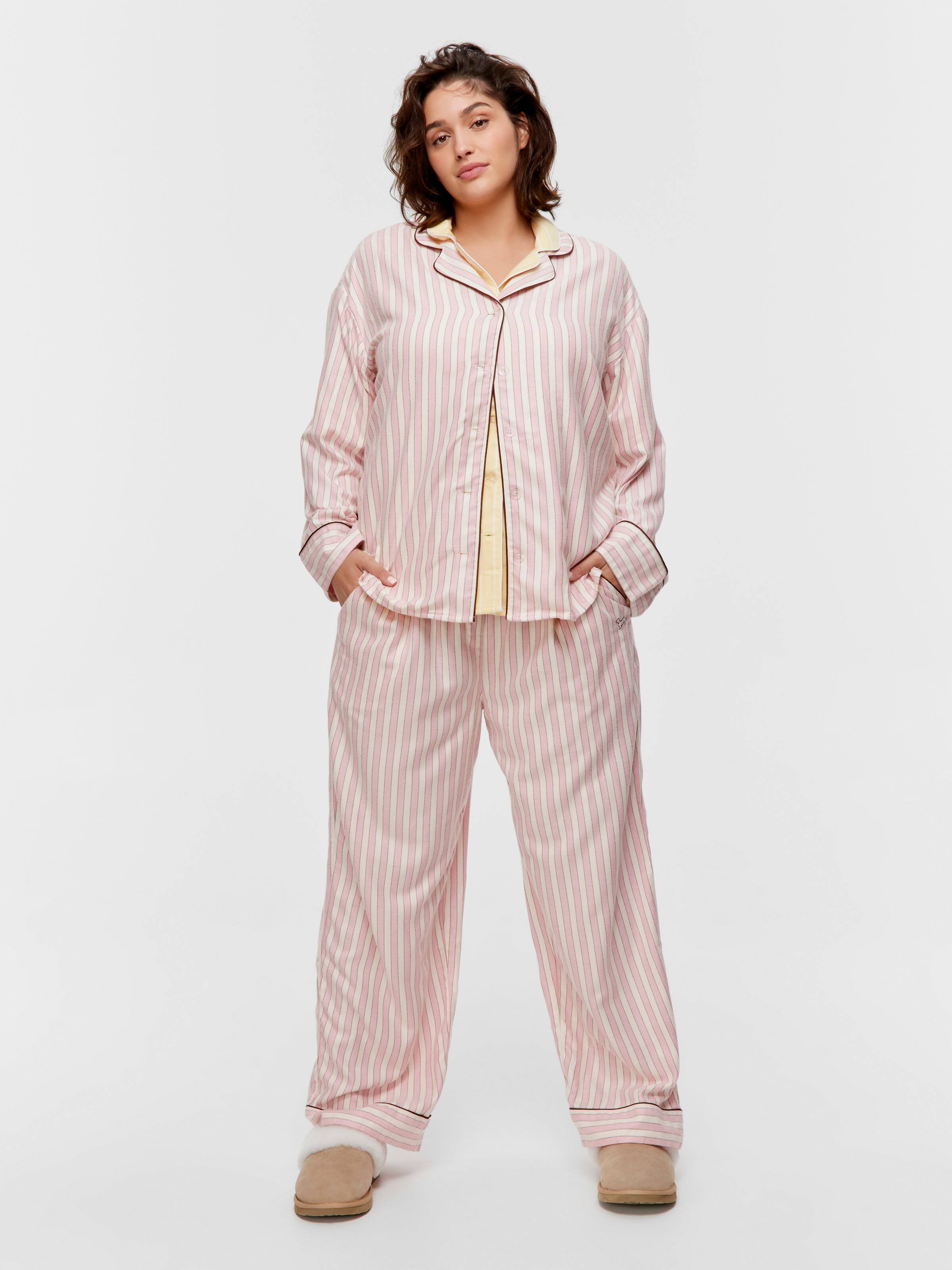 P.A. Plus Pink Stripe Viscose Flannelette Long Sleeve Shirt