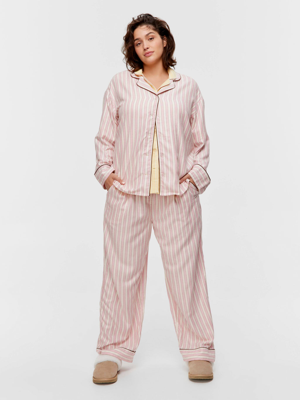 P.A. Plus Pink Stripe Viscose Flannelette Long Sleeve Shirt