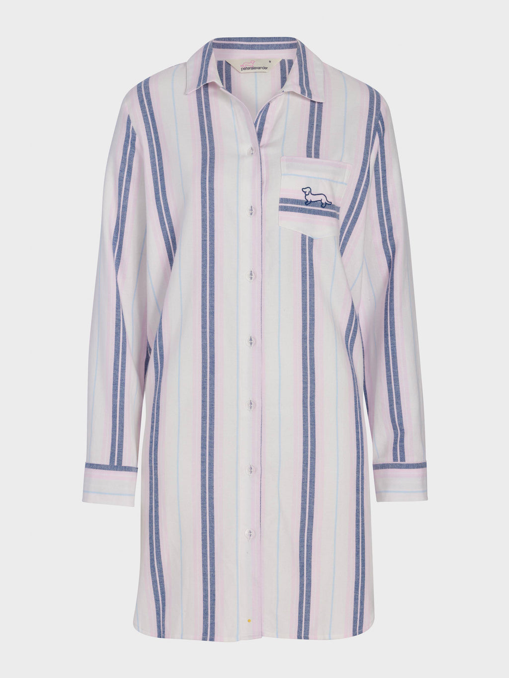 Navy & Pink Stripe Flannelette Nightshirt