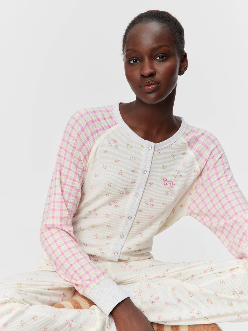 Waffle Contrast Print Onesie