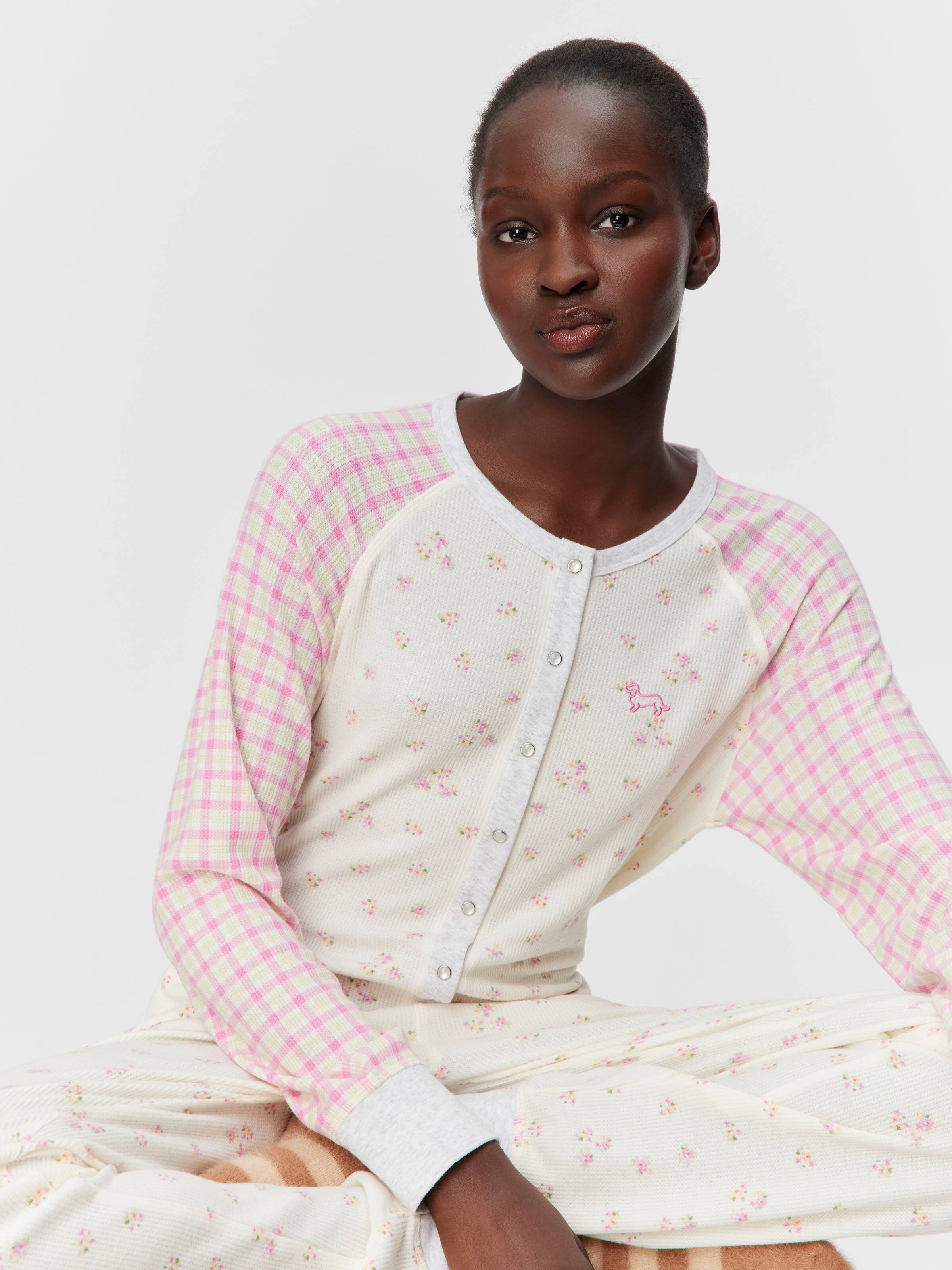 Waffle Contrast Print Onesie