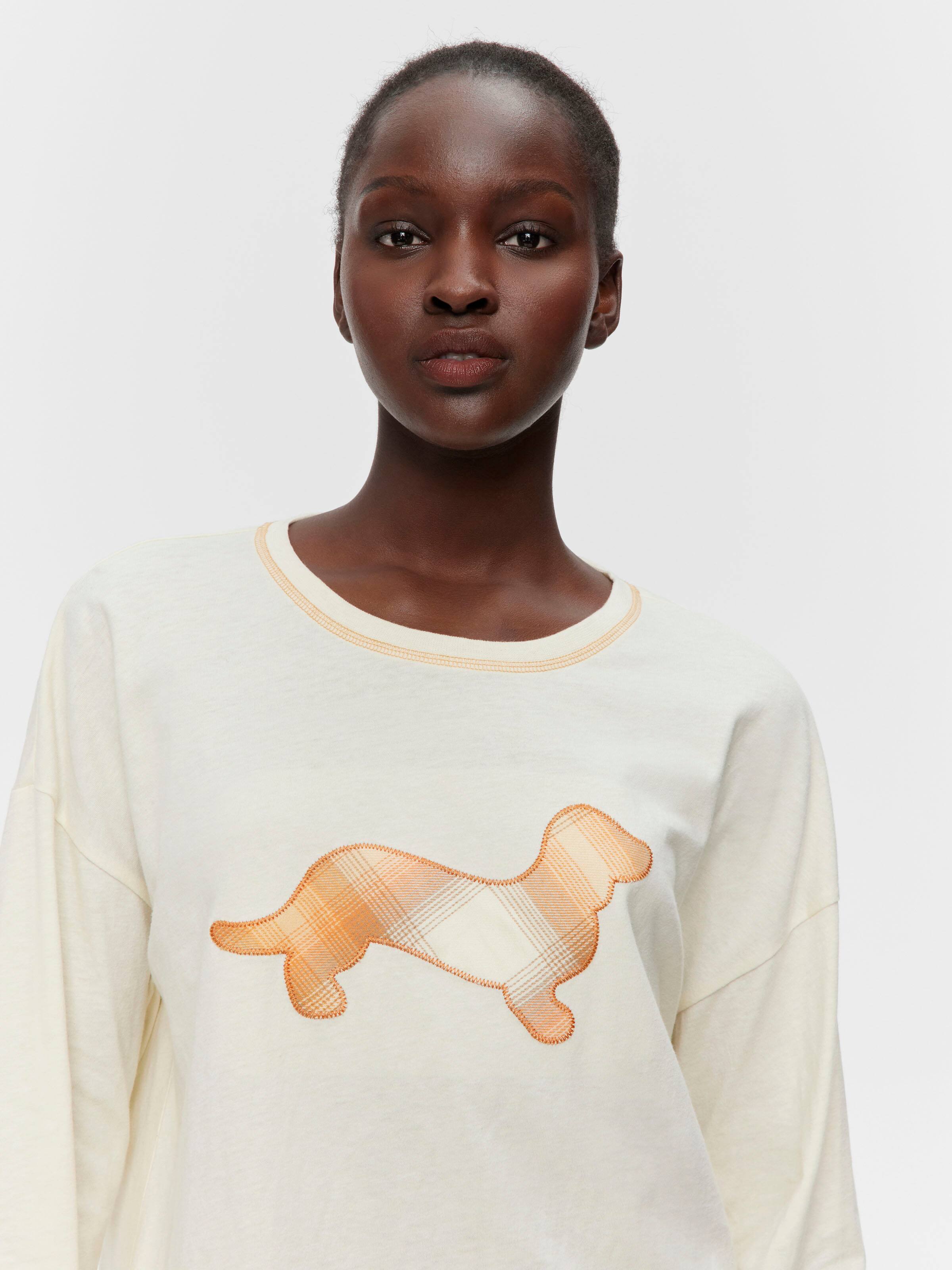 Contrast Penny Oversized Long Sleeve Top