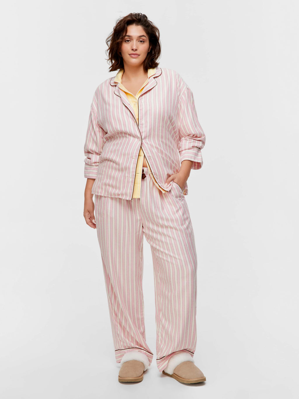 P.A. Plus Pink Stripe Viscose Flannelette Classic Pj Pant