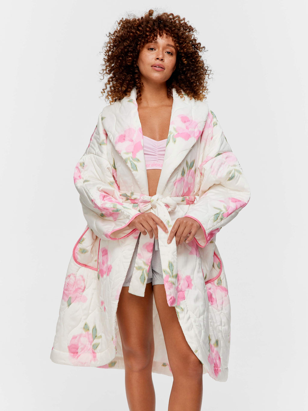 Floral Satin Quilted Gown