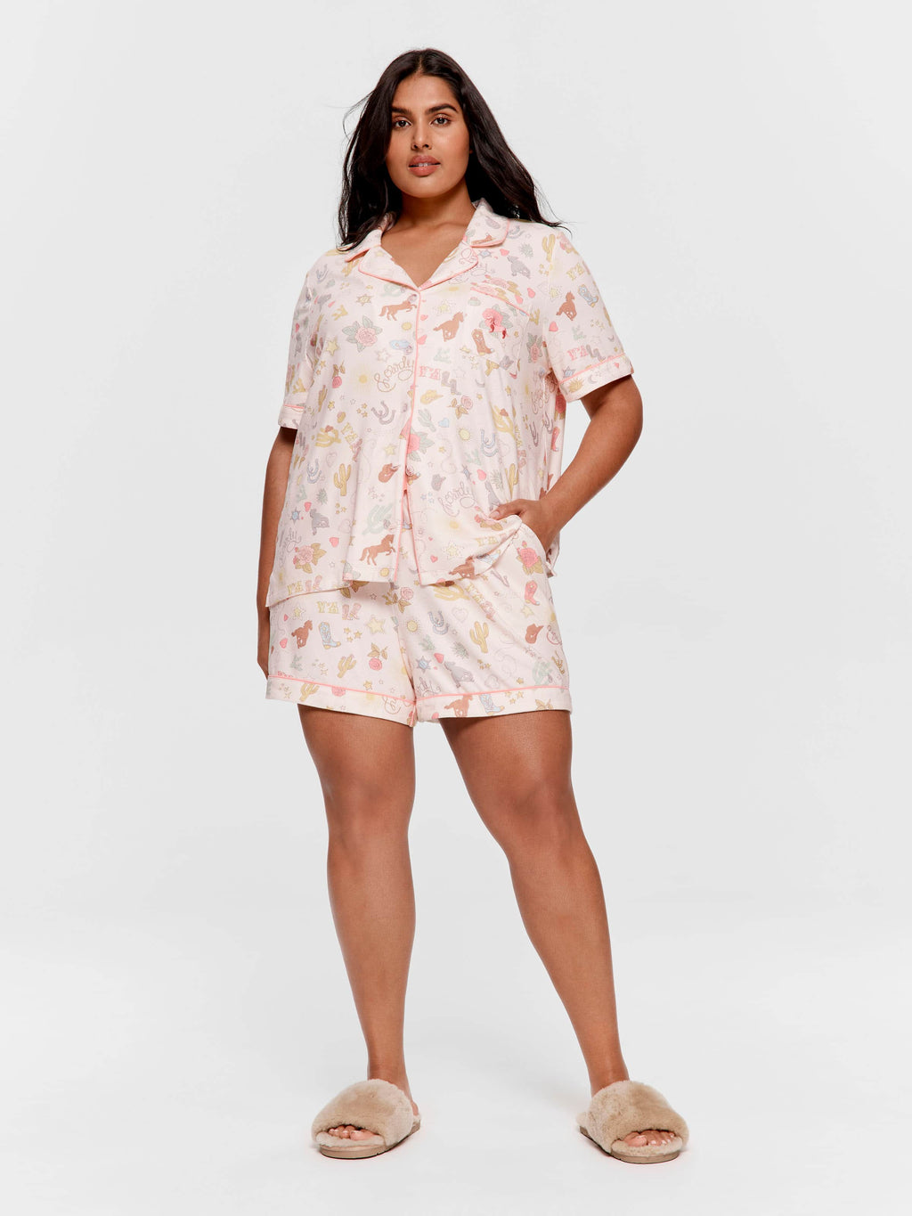 P.A. Plus Howdy Plush Shortie Pj Set